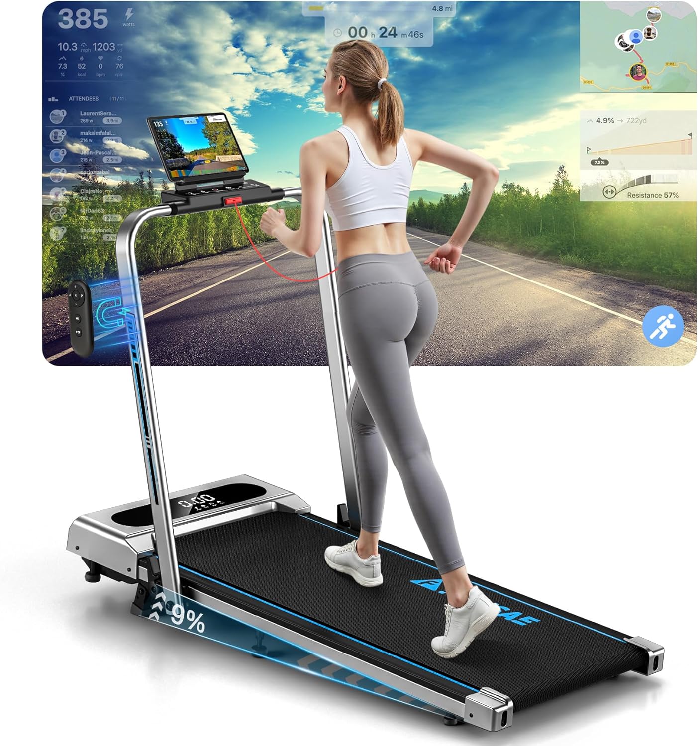 Treadmill, FOUSAE 5 in 1 Treadmills for Home Foldable with App Compatible, 12KM/...