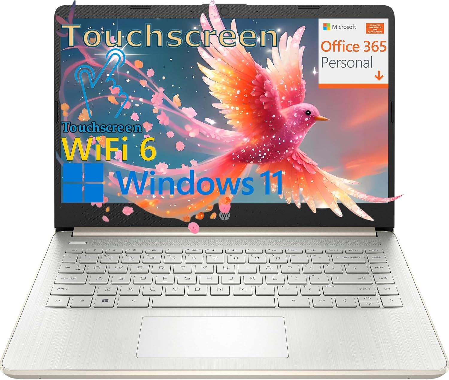 HP Touchscreen Laptop Computer, Special Laptop for Home Student Study with 1-Yea...