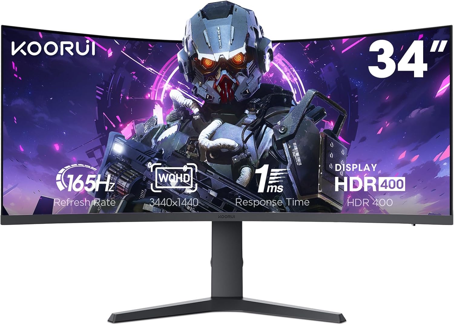 High-Performance KOORUI 34 Inch Curved Gaming Monitor, Special WQHD Gaming Monit...