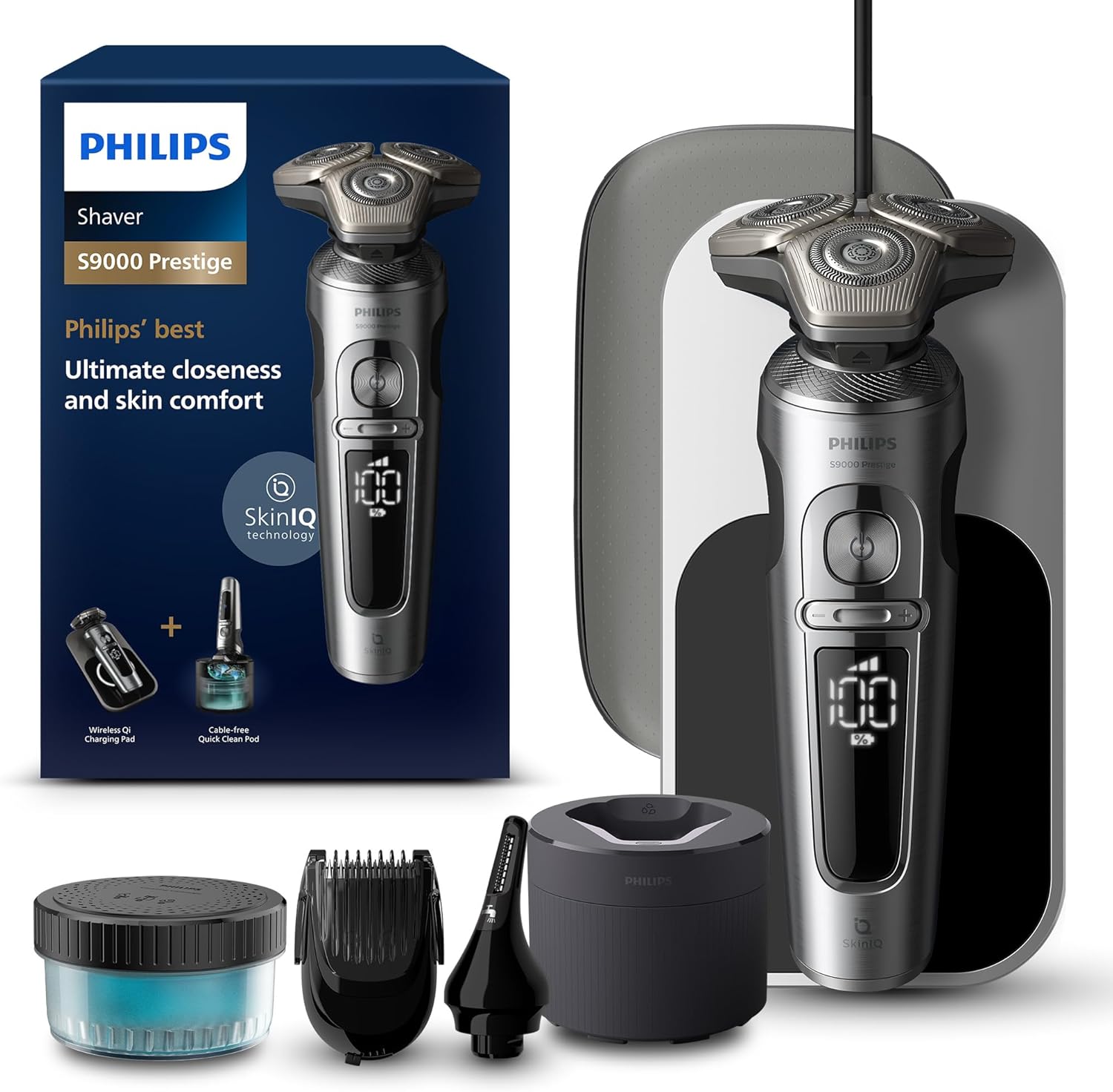 Philips Wet and Dry Electric Shaver Series 9000 Prestige, Razor with NanoTech Du...