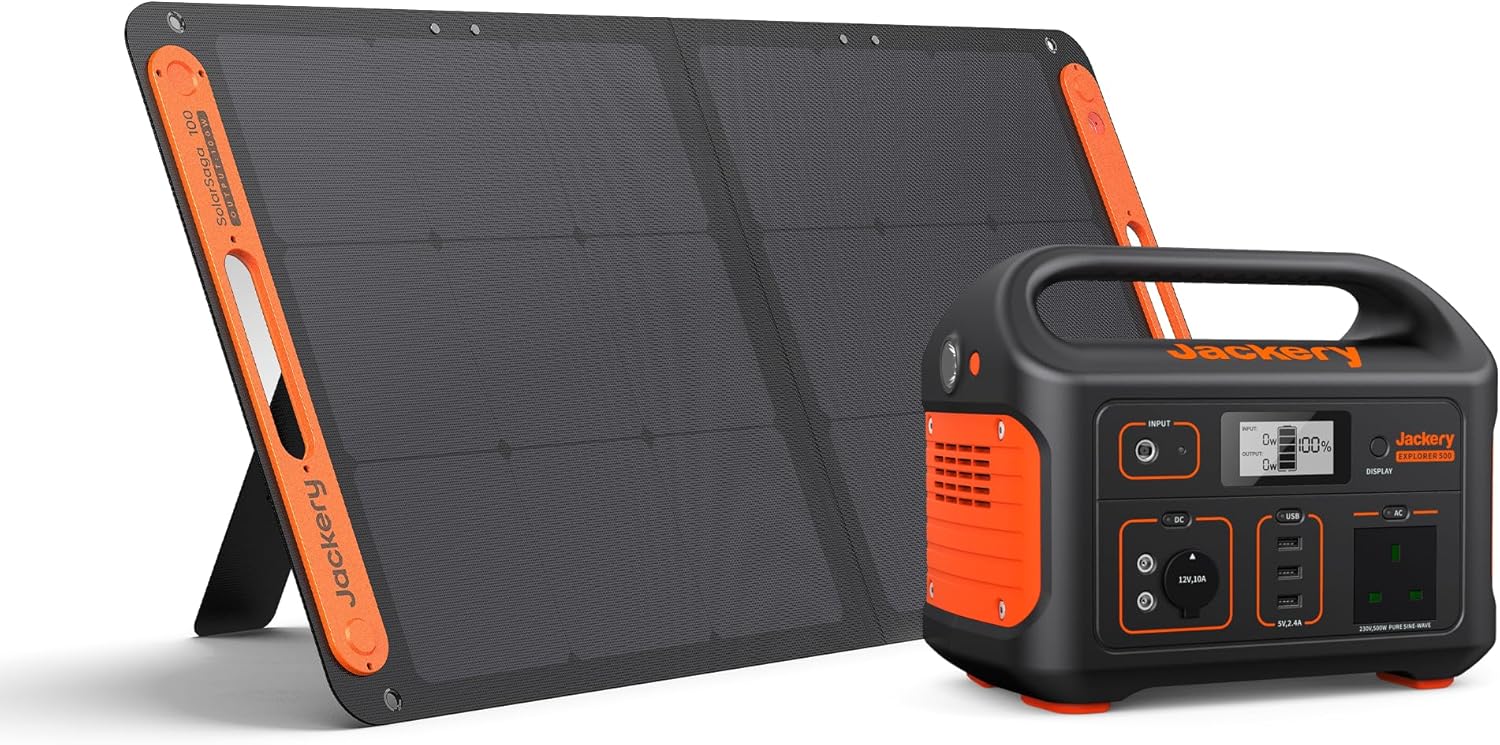 Jackery Solar Generator 500, 518WH Power Station with SolarSaga100W Solar Panel,...