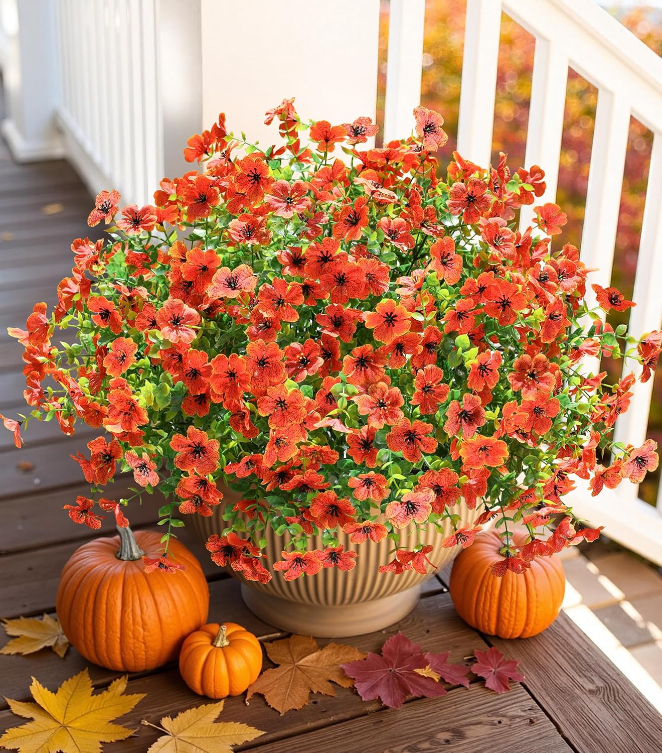 Artificial Fall Flowers, High-Quality Faux Mums for Outdoor Indoor Garden Home D...