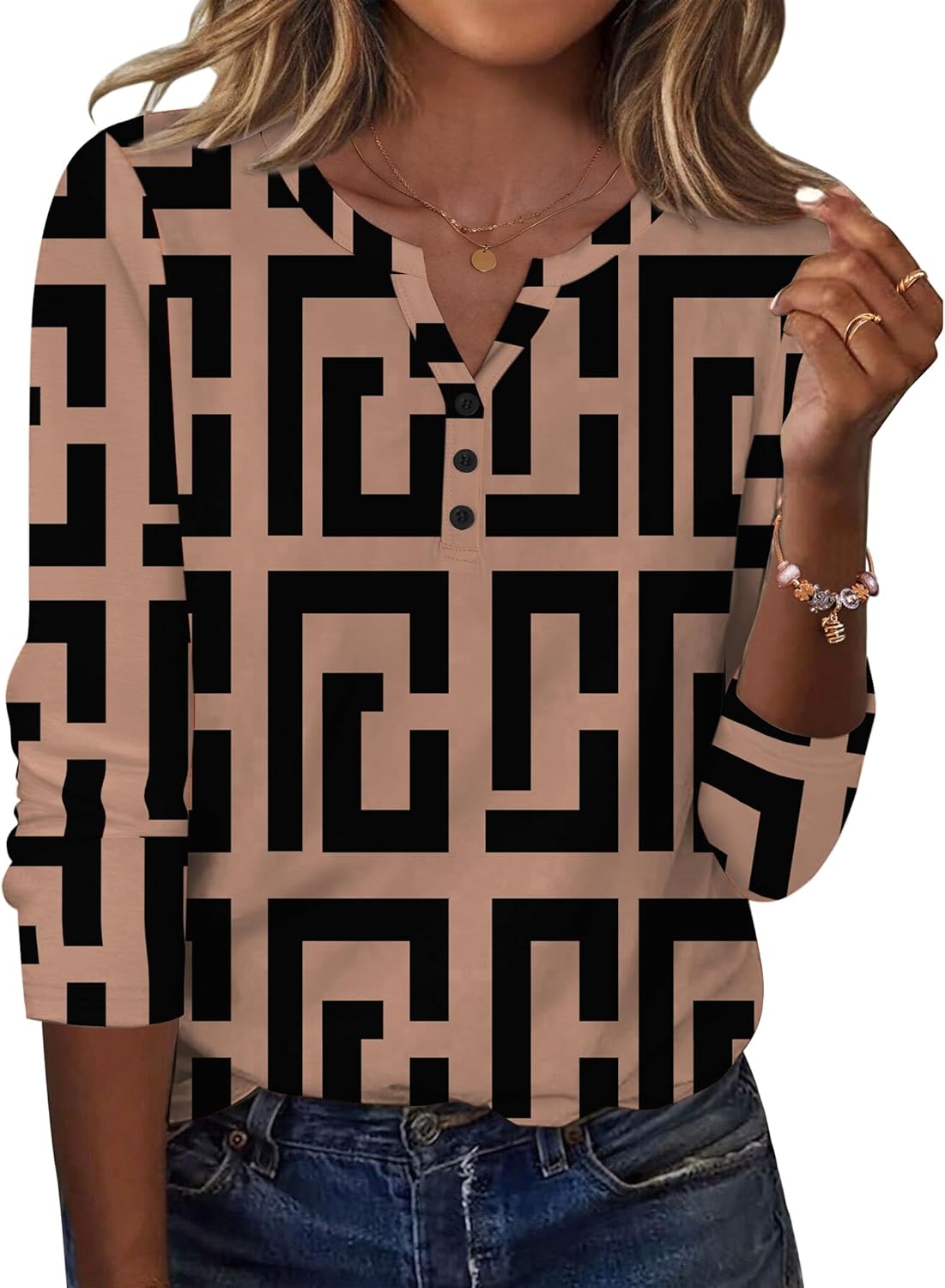Unique Zeagoo Long Sleeve Shirts, Special Casual V Neck Tops for Women, Innovati...