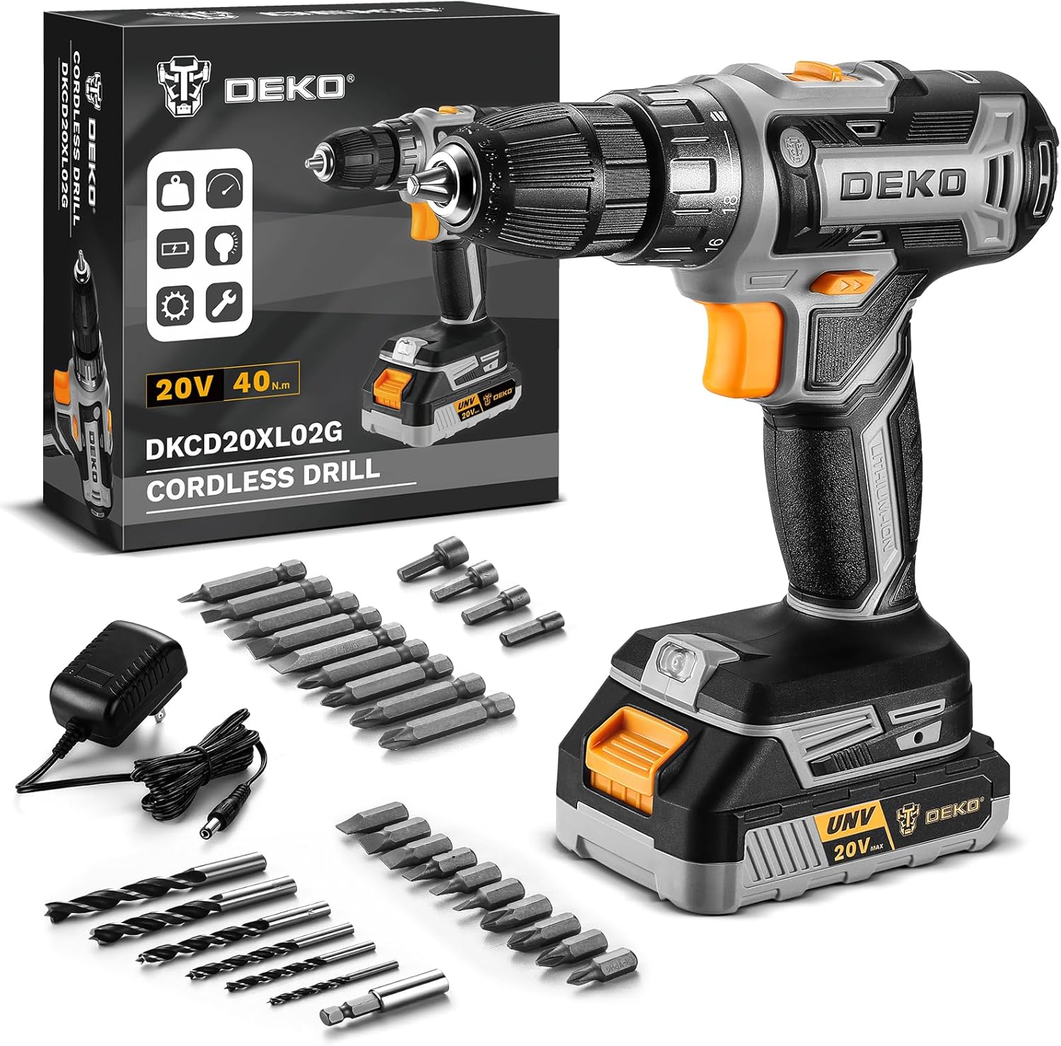 Power Drill Cordless: DEKO PRO Cordless Drill 20V Electric Power Drills Set Tool...