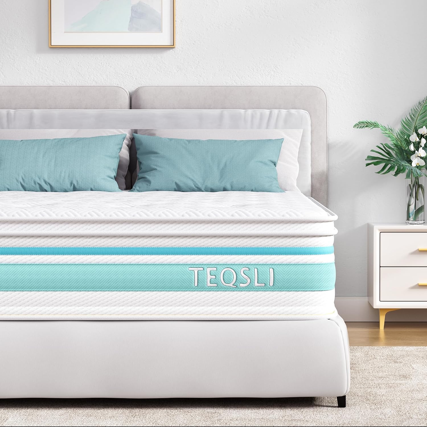 TeQsli King Mattress, 5FT 7-Zone Gel Memory Foam, 10.6 Inch Pocket Sprung Hybrid...