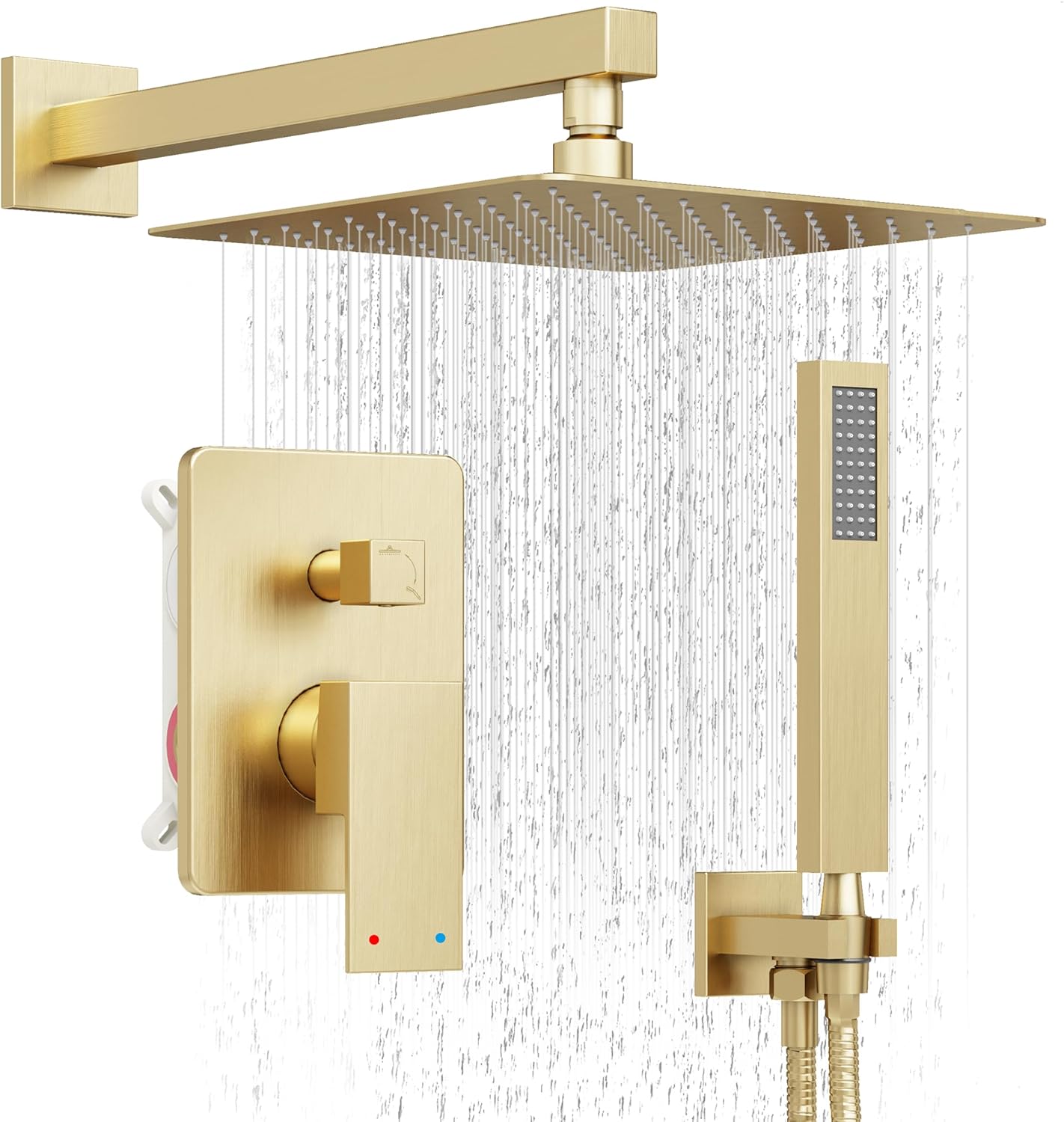 Gold Shower System, Shower Faucet Set with 10-Inch Rain Showerhead and Handheld...
