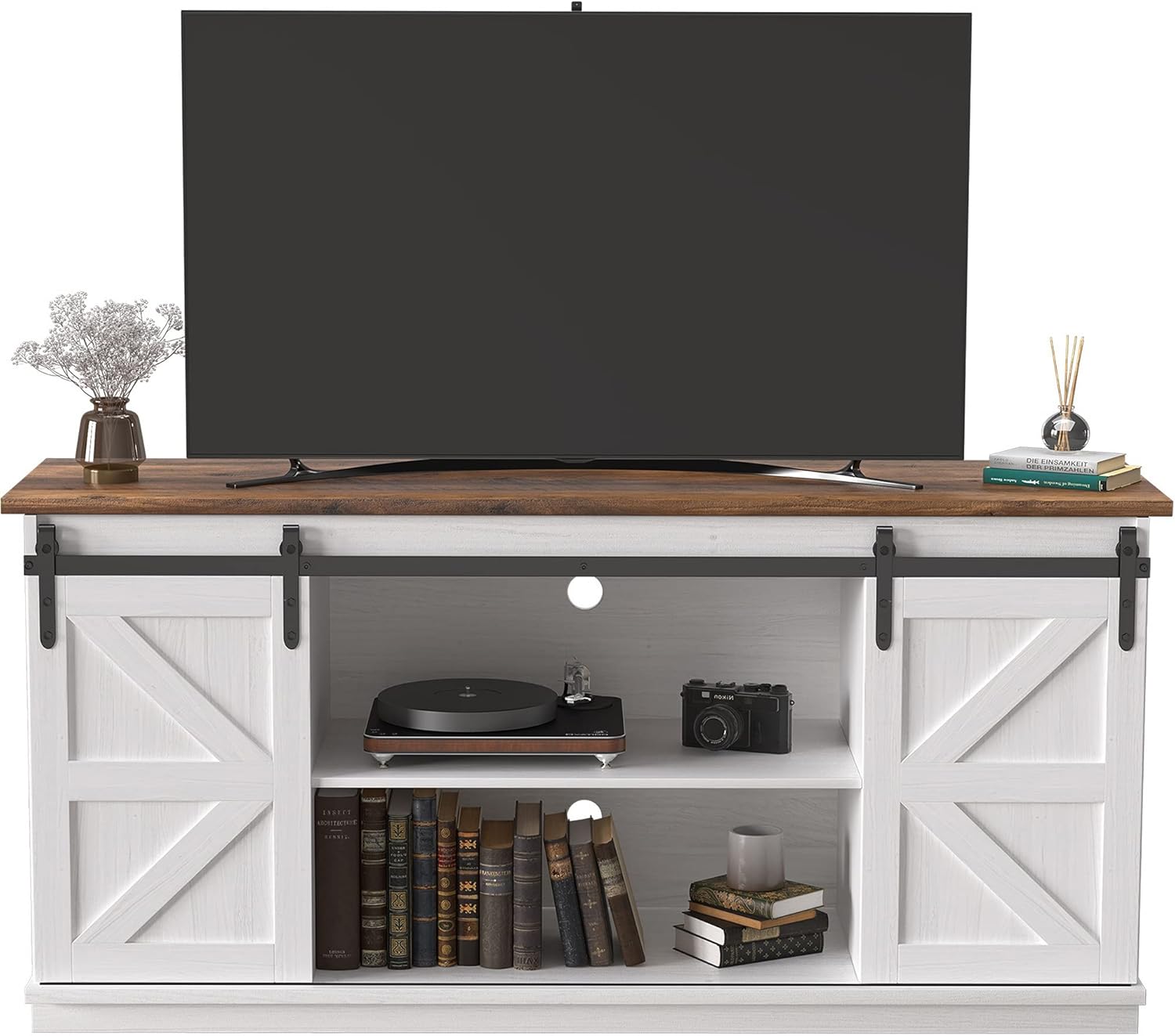 JUMMICO TV Stand for 65 Inch TV, Entertainment Center with Storage Cabinets and...