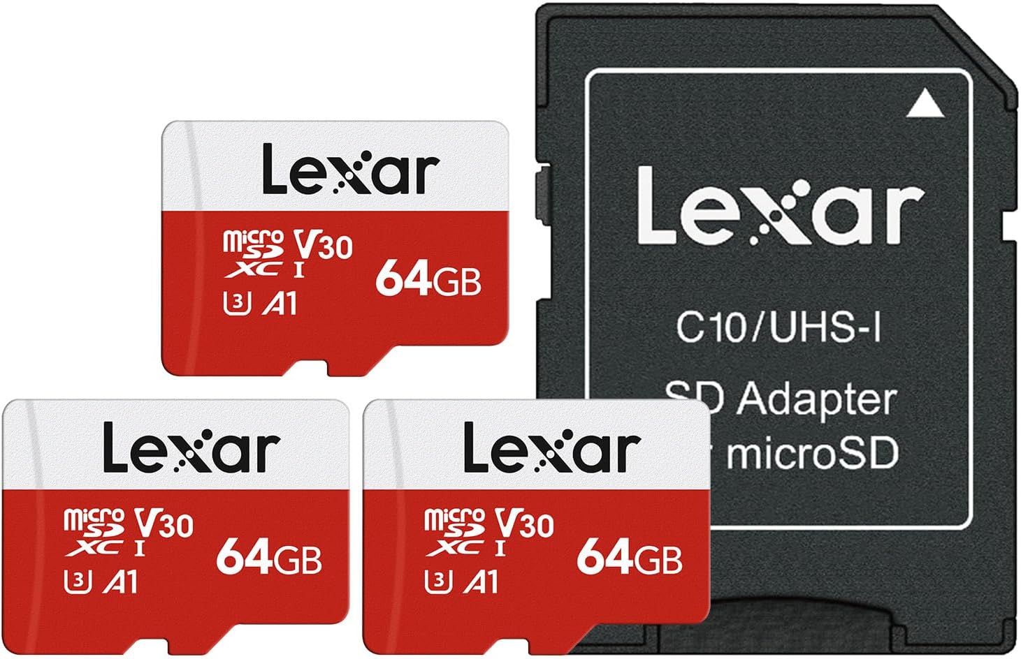 Lexar 64GB Micro SD Card, Special 3 Pack MicroSDXC UHS-I Flash Memory Card, High...