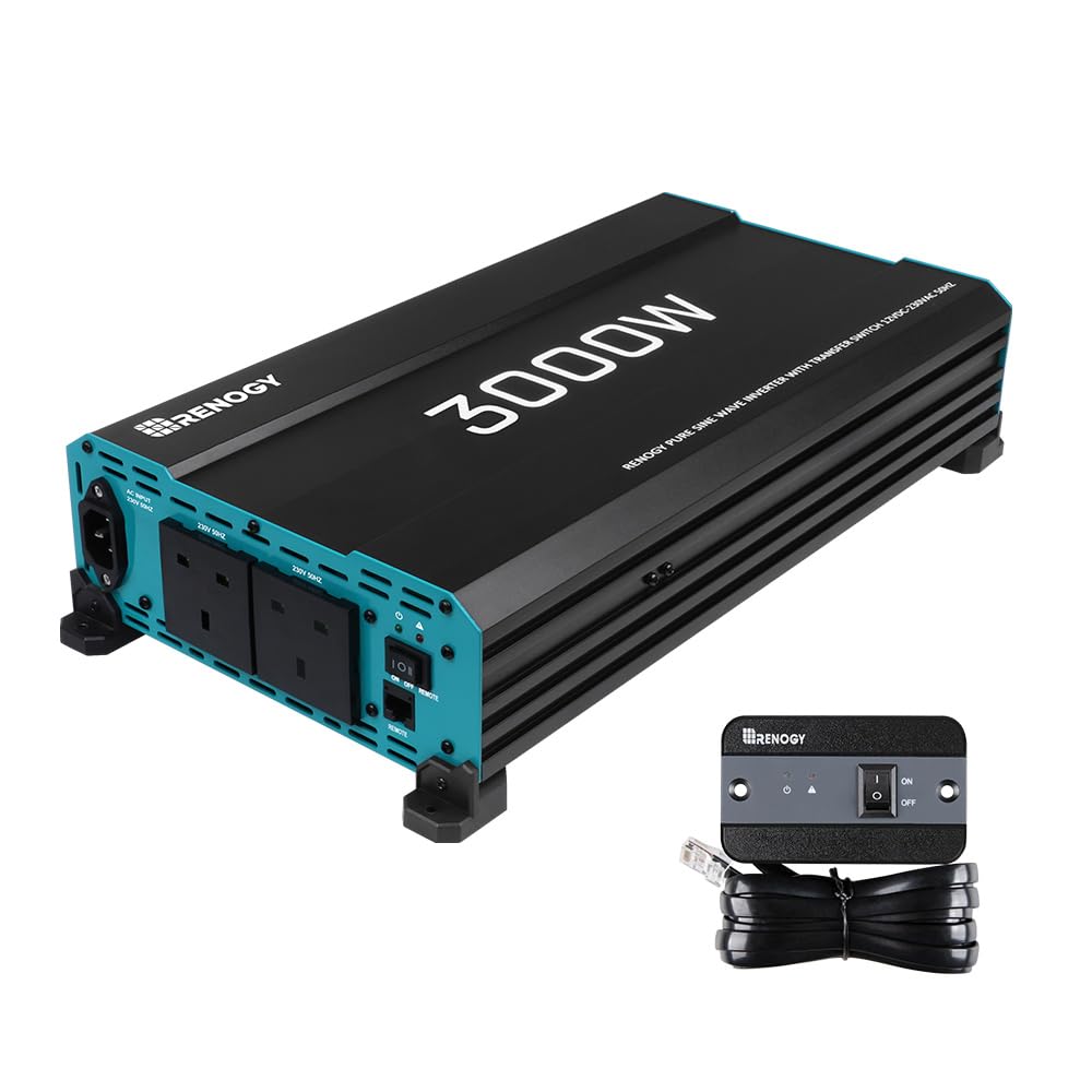 Renogy 3000W Pure Sine Wave Inverter, 6000W Peak 12V DC to 240V AC Solar Power C...