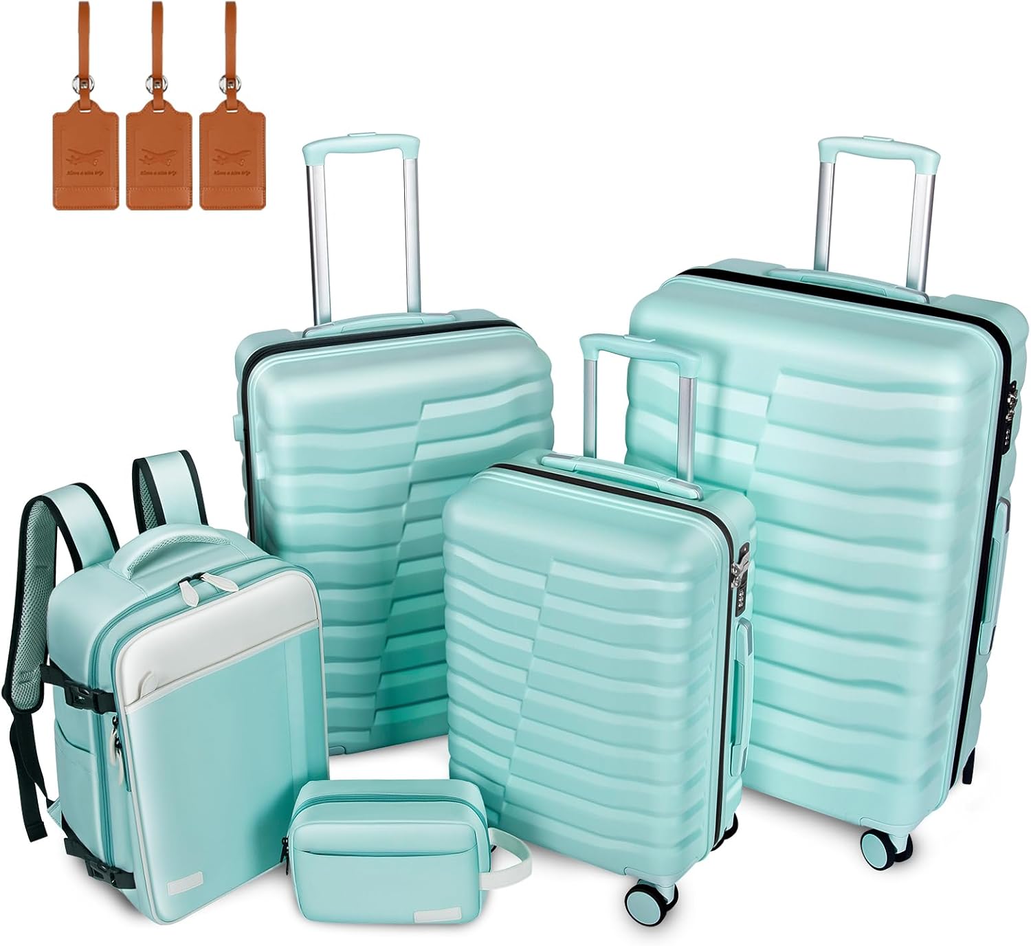 High-Quality 5-Piece Lightweight Luggage, Special ABS PC Hard Shell Suitcase wit...