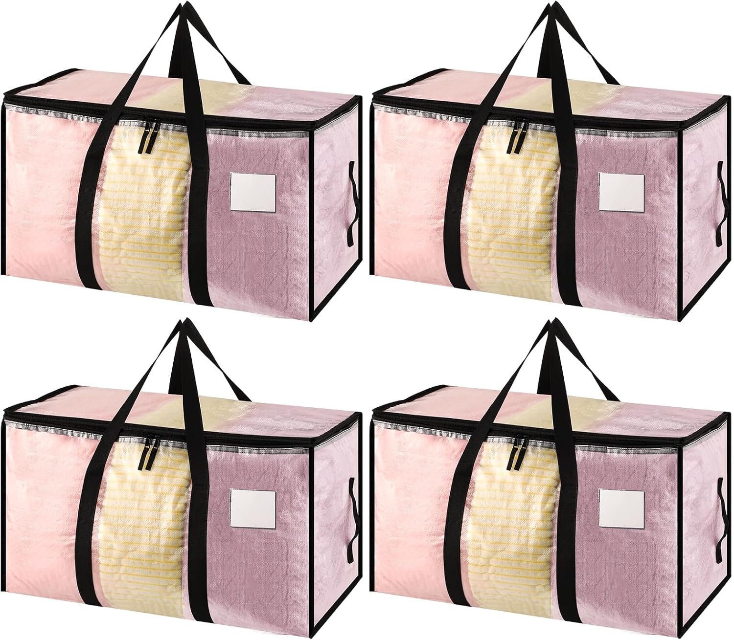 Dntorx 4 Pack 90L Clothes Storage Bags with Lids Transparent Moving Bags Heavy D...