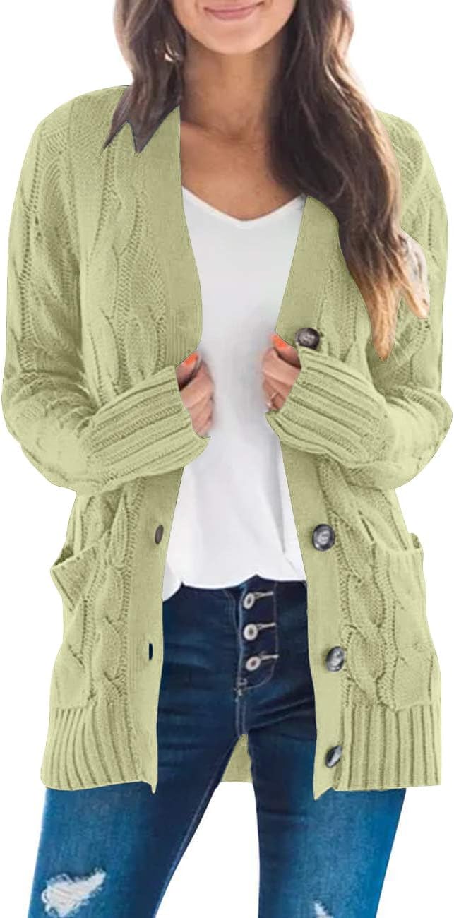 Stylish MEROKEETY Women's 2025 Fall Cardigan, Comfortable Long Sleeve Cable Knit...