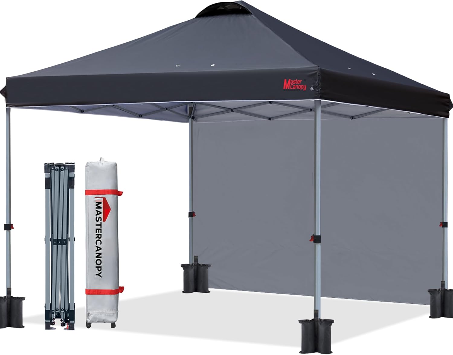 MASTERCANOPY Durable Ez Pop-up Gazebo Tent with 1 Sidewall (3x3M,Black) 3x3M Bla...