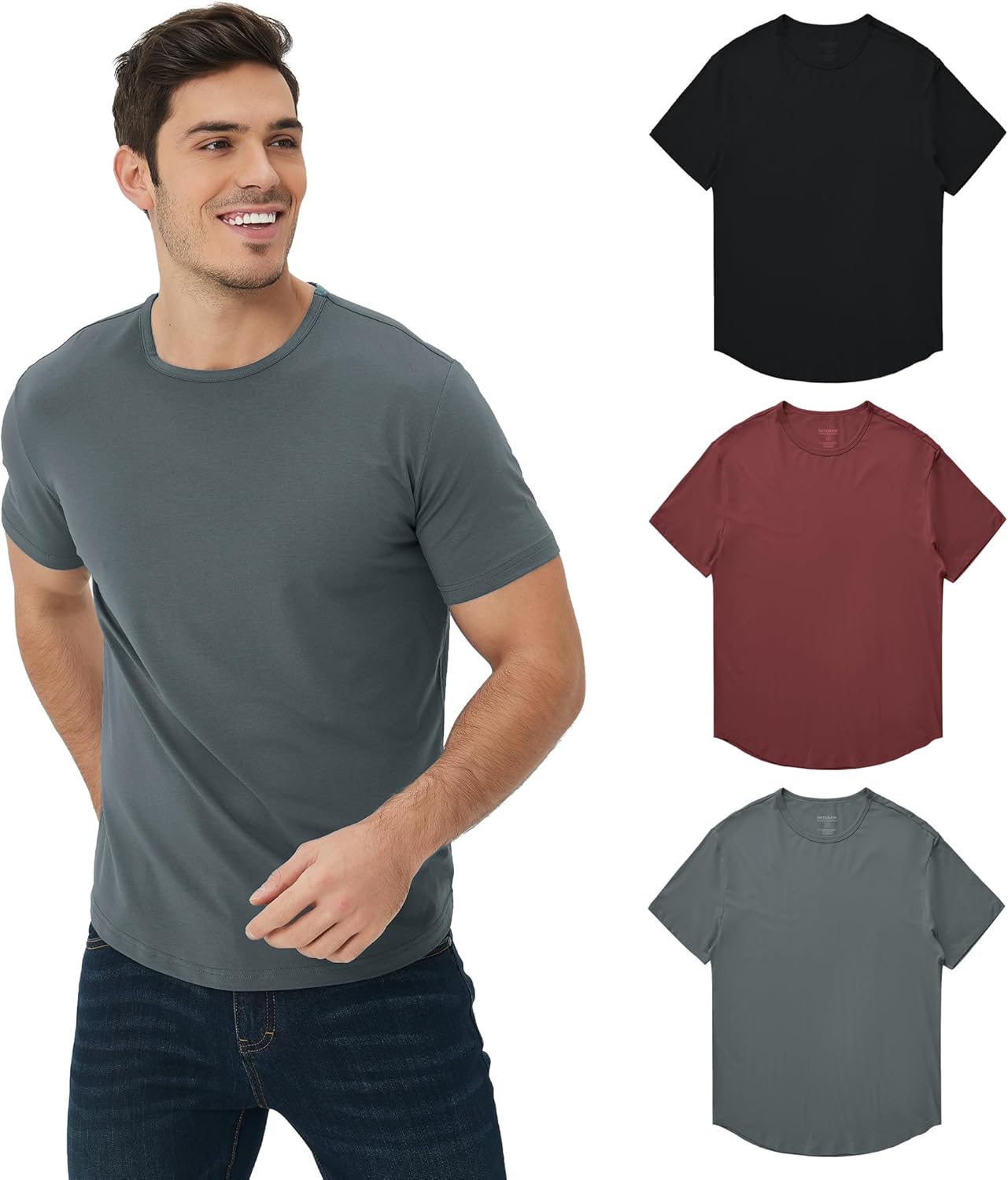 Premium netdraw Men's T-Shirt, Ultra Soft Bamboo Viscose Clothing, Unique Curve...