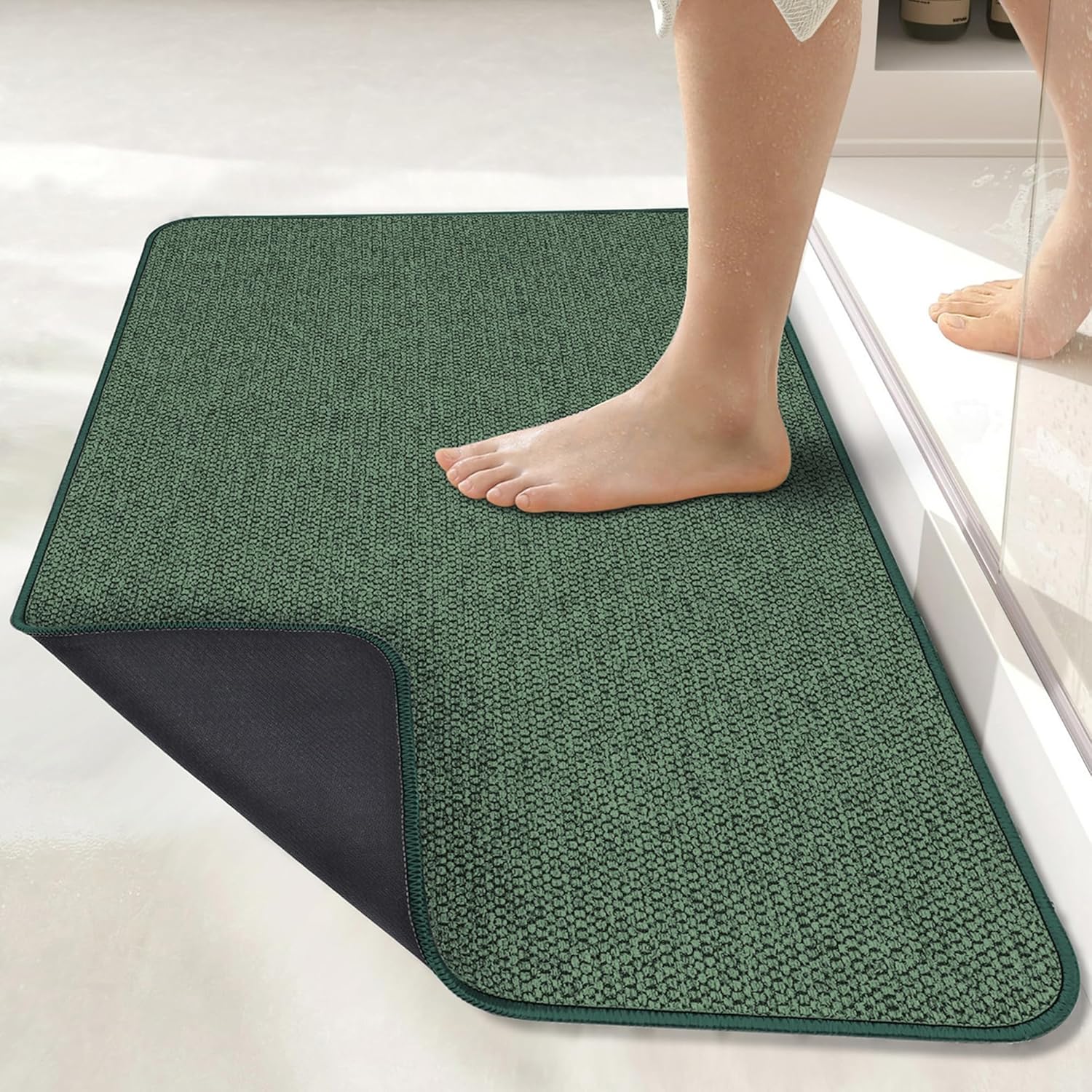 Ultra Thin Bath Mat, Special Rubber Bathroom Rugs with No Slip Feature, Innovati...