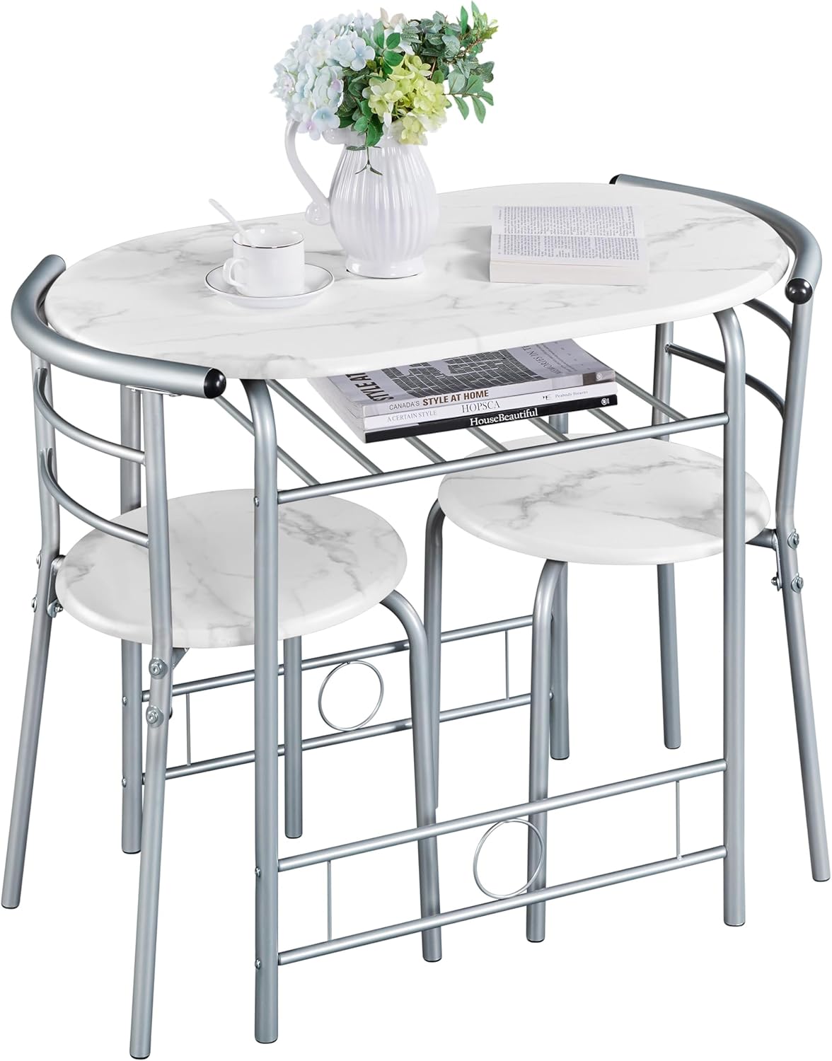 Yaheetech 3 Piece Modern Dining Table Set, Special Kitchen Table and Chairs Set...