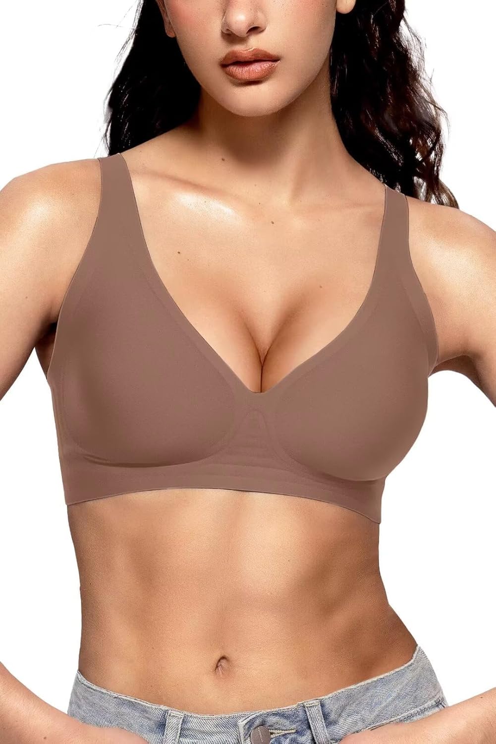 Vertvie Jelly Wireless Bras, Unique Push Up Plunge Bras for Women, Seamless T-Sh...
