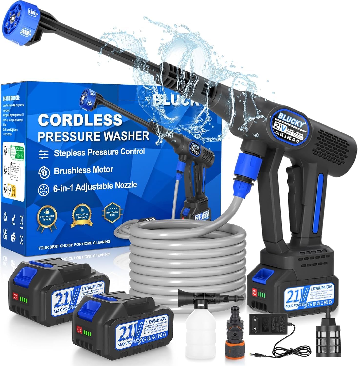 Cordless Pressure Washer, 6 in 1 Portable Power Wa...