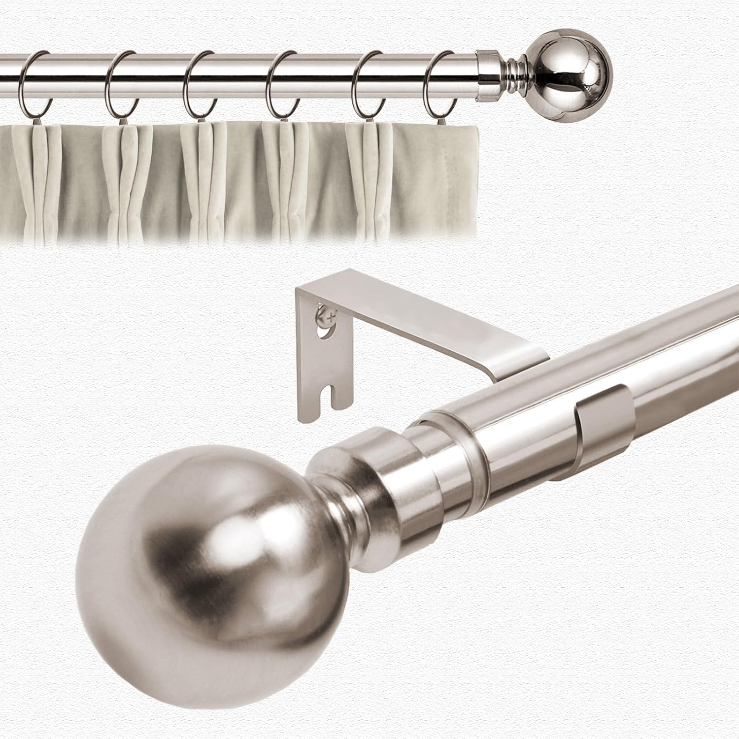 Aspire Homeware Curtain Poles Metal Plain Ball Extendable Curtain Pole 120 cm to...