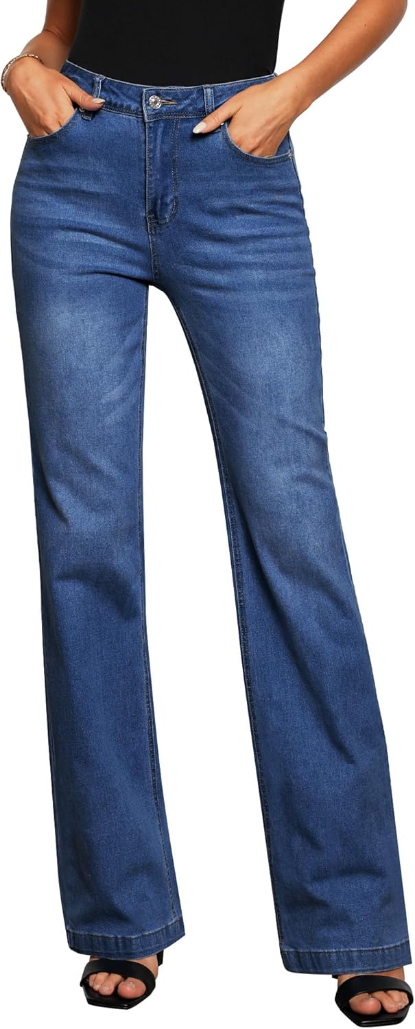 GRAPENT Womens Flare Jeans, Special High Waisted W...