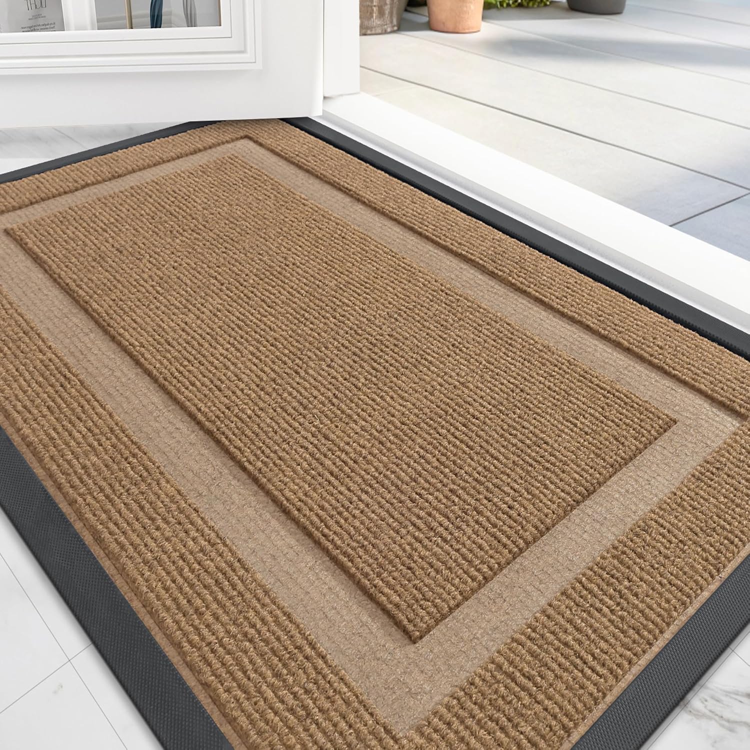 OLANLY Front Door Mat, Special Waterproof All-Season Entrance Doormat, Durable D...
