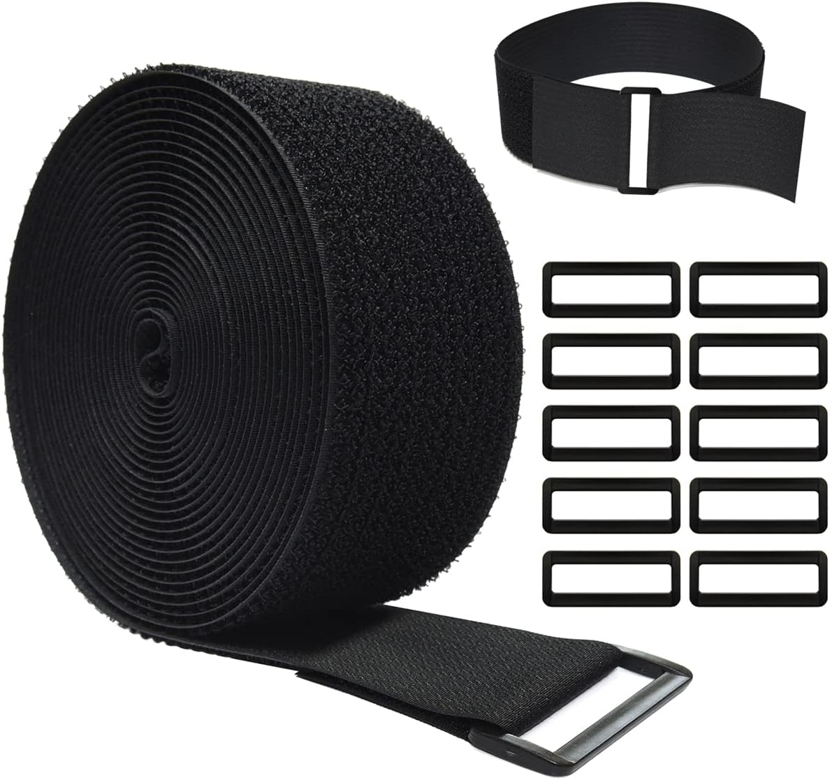 High-Quality WSZJINB Adjustable Cable Straps, Special 5m x 5cm Black Reusable Fa...