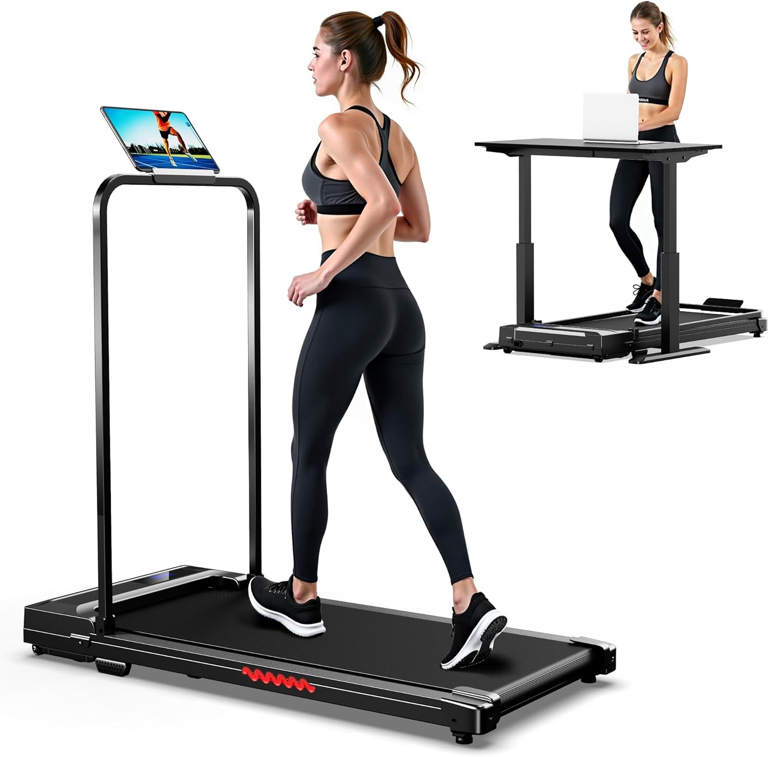 Folding Treadmill Walking Pad Foldable - Treadmills with Handle for Home Office...