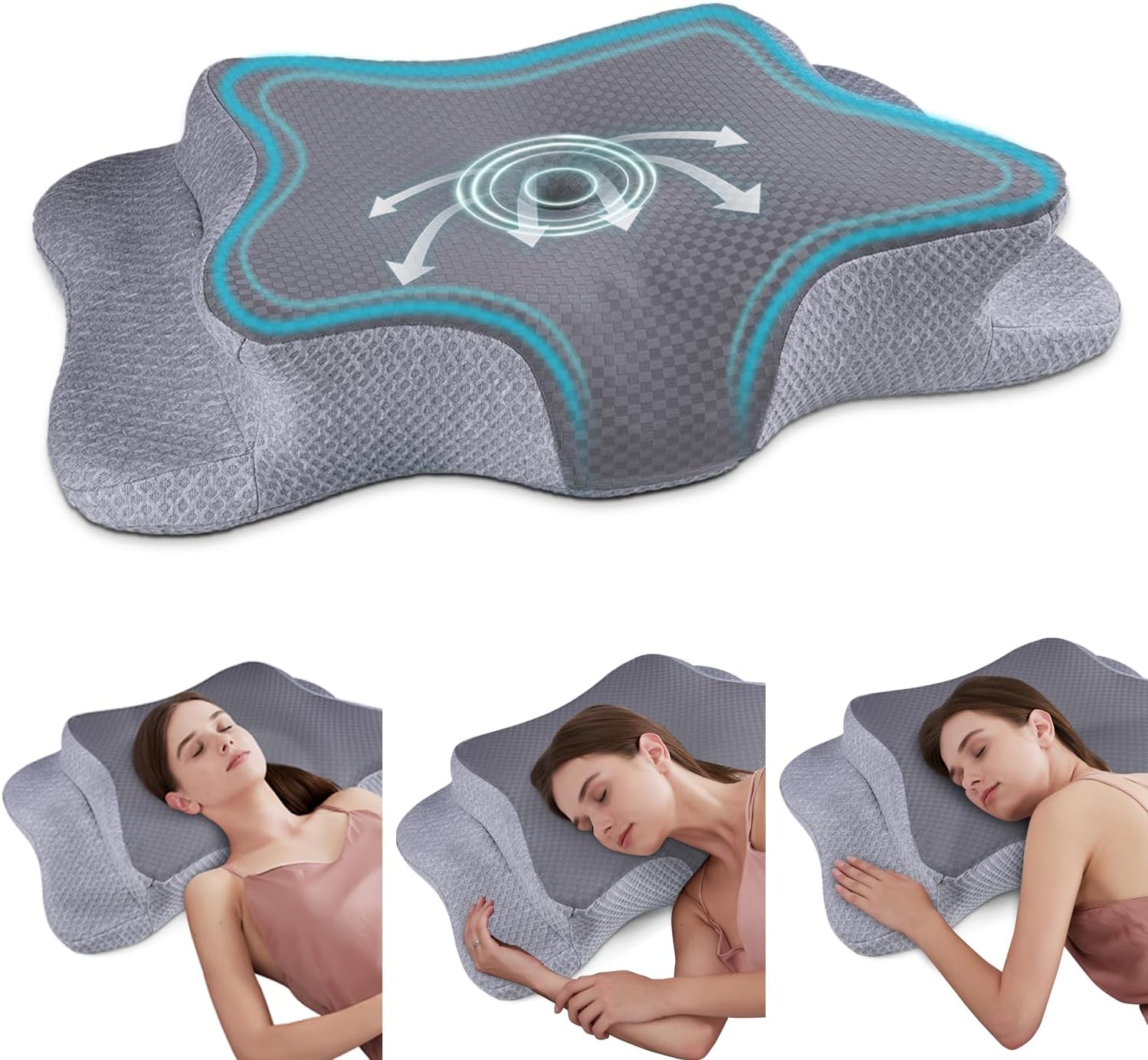 Cervical Neck Pillow for Pain Relief Sleeping, Contour Memory Foam Pillows, Ergo...