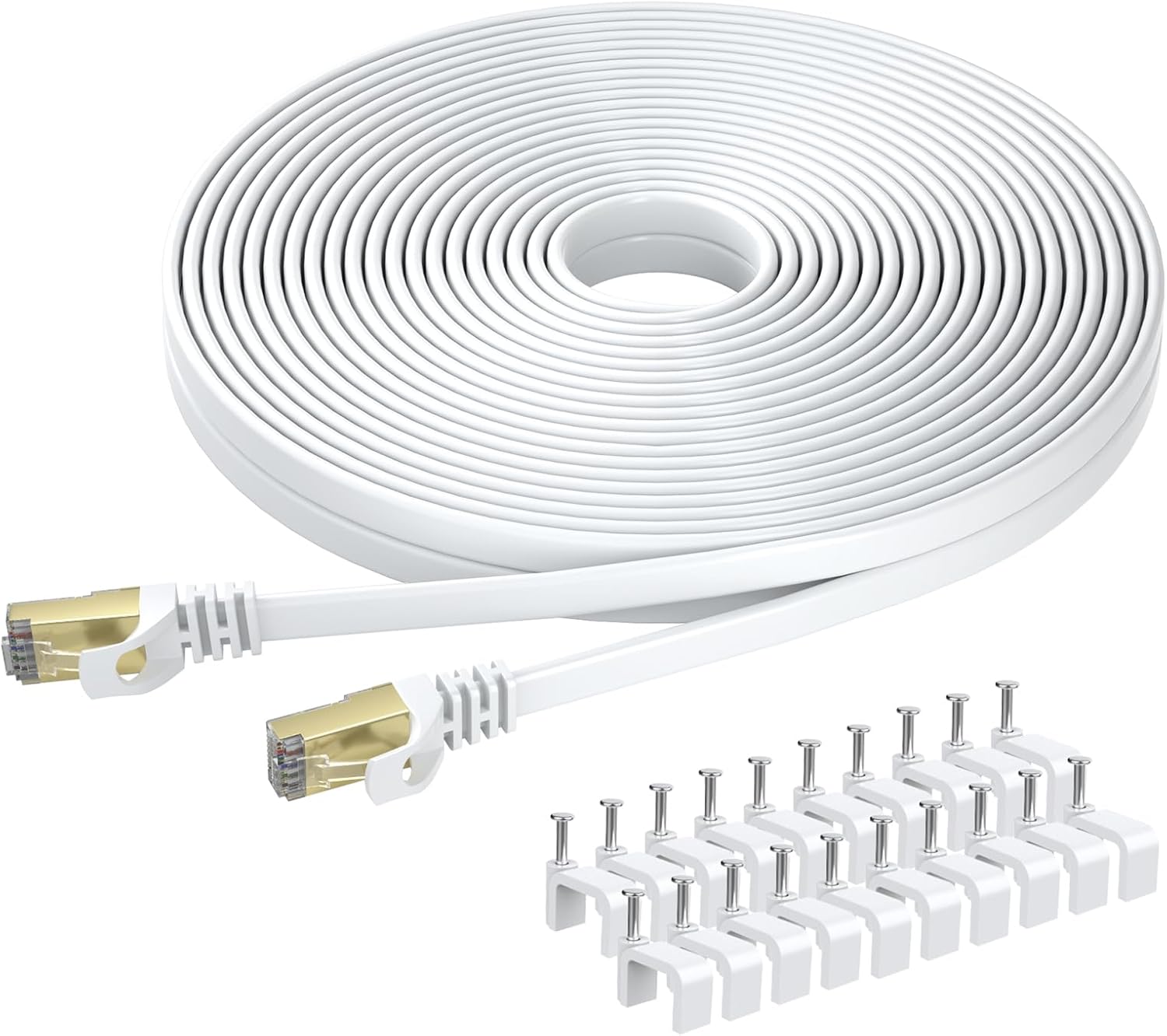 BUSOHE Cat 8 Ethernet Cable 15m, High Speed Flat Gigabit RJ45 Lan Network Cable,...