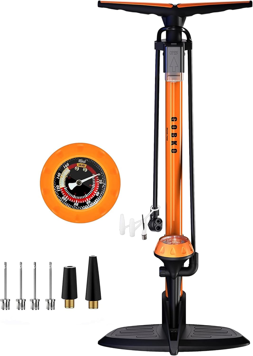 GOBKO Bike Pump Bicycle Floor Pump with Gauge, Bic...