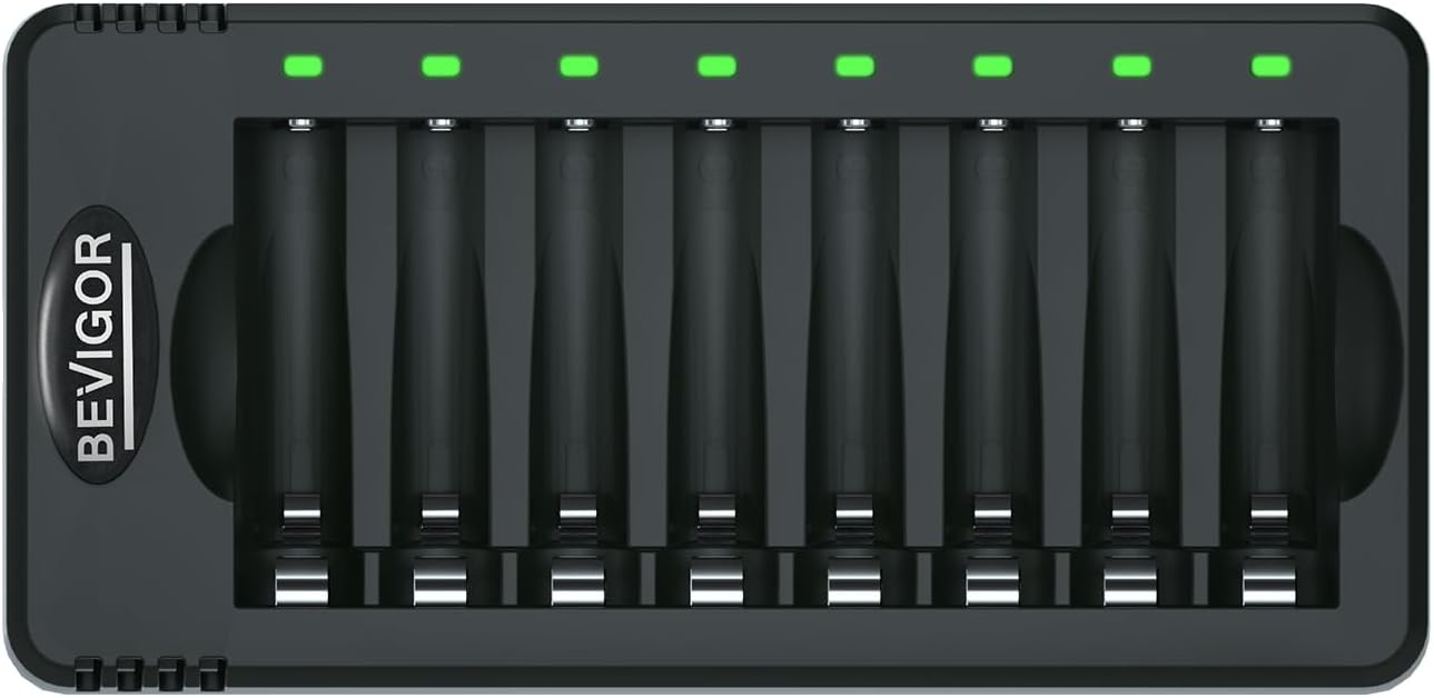 BEVIGOR LED Battery Charger, Special 8-Slot Battery Charger for AA, Innovative L...