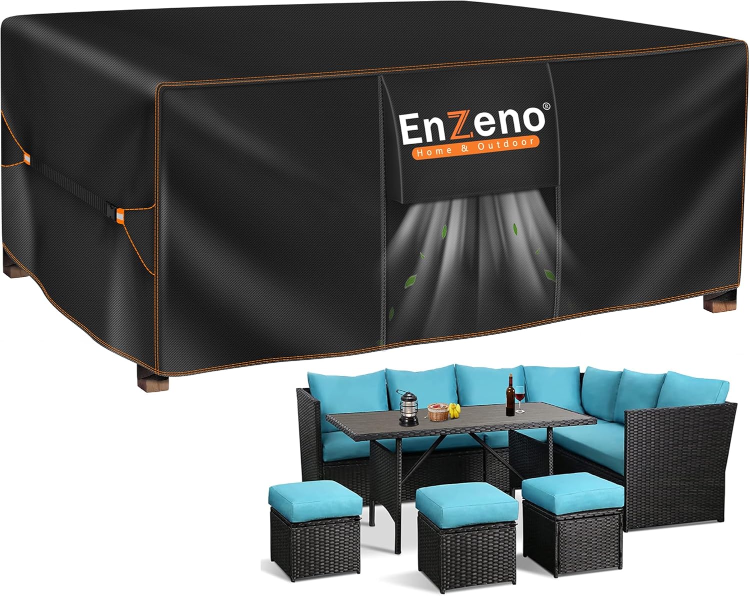 Enzeno Garden Furniture Cover Waterproof,Outdoor Furniture Cover Windproof,Anti-...