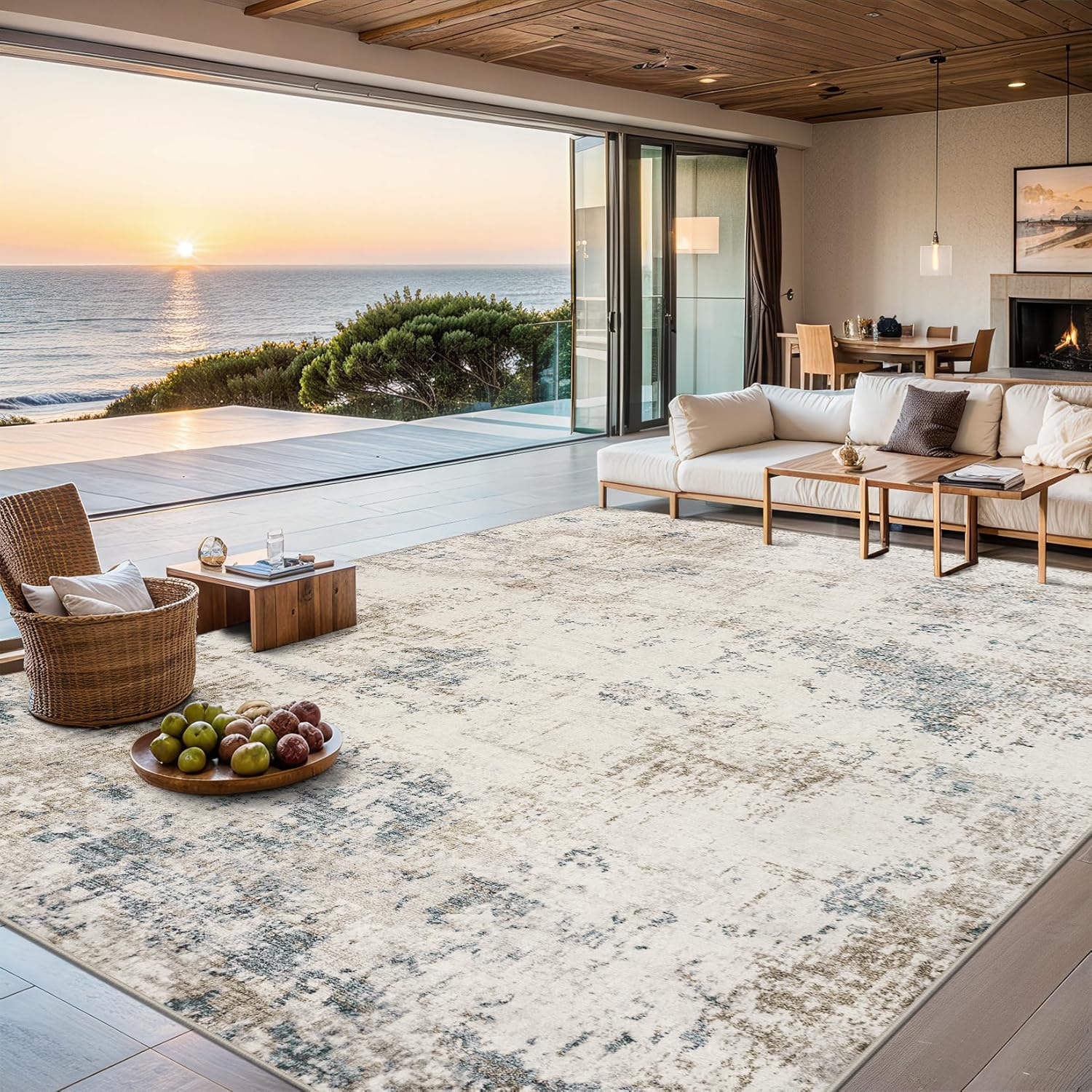 Modern Abstract 8x10 Area Rugs, Special Washable Rug for Living Room, Soft Large...