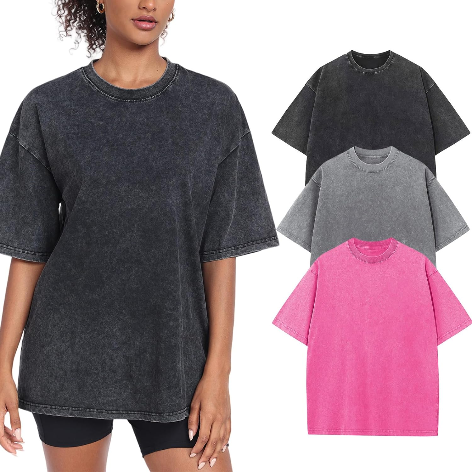 Unique Womens Washed Vintage Oversized T-Shirt, Special Baggy Streetwear Boyfrie...