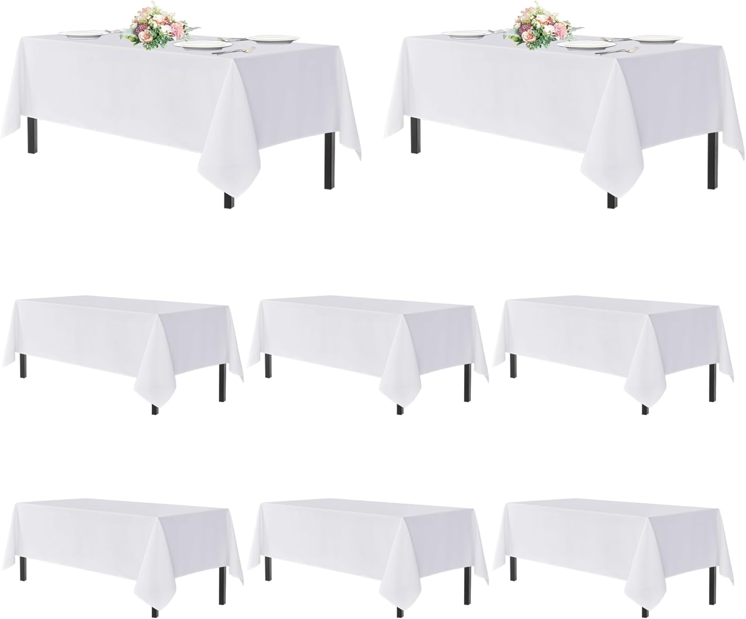 High-Quality Sancua White Table Cloths Rectangle, Special 8 Pack Tablecloths for...