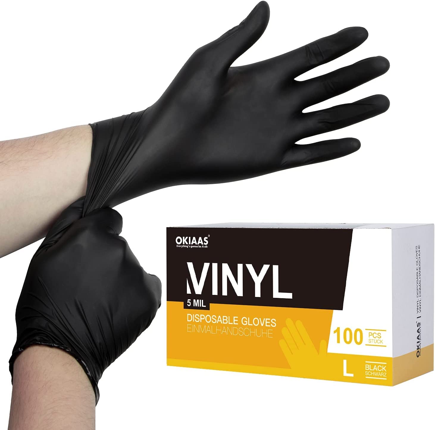 Durable OKIAAS Black Gloves, Special Vinyl Gloves Latex Free, Premium Gloves 5 M...