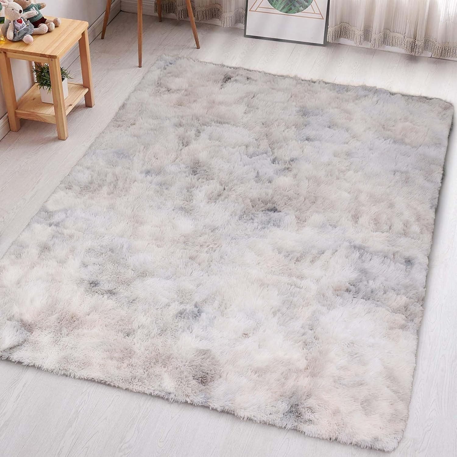 Premium Aspire Homeware Rugs, Exceptional Tie-Dye Light Grey Area Rugs for Bedro...