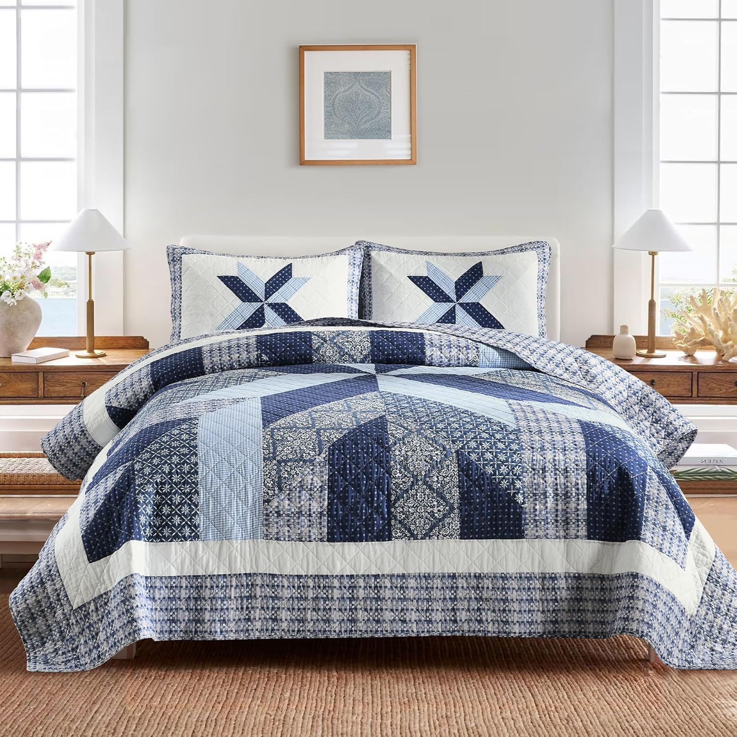 Premium Secgo Handmade Quilted Comforter, 100% Cotton King Comforter Set, Luxuri...