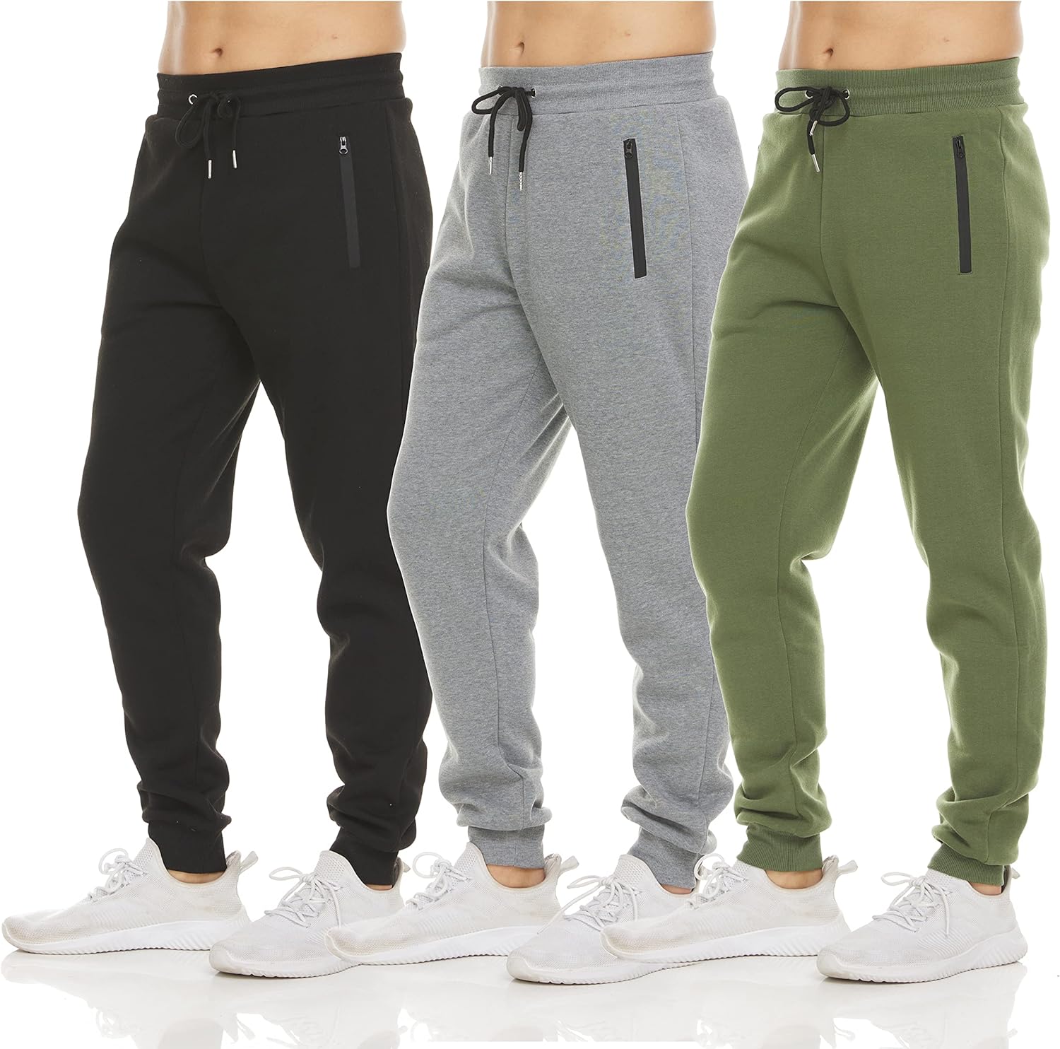 PURE CHAMP Mens 3 Pack Fleece Active Athletic Workout Jogger Sweatpants for Men...