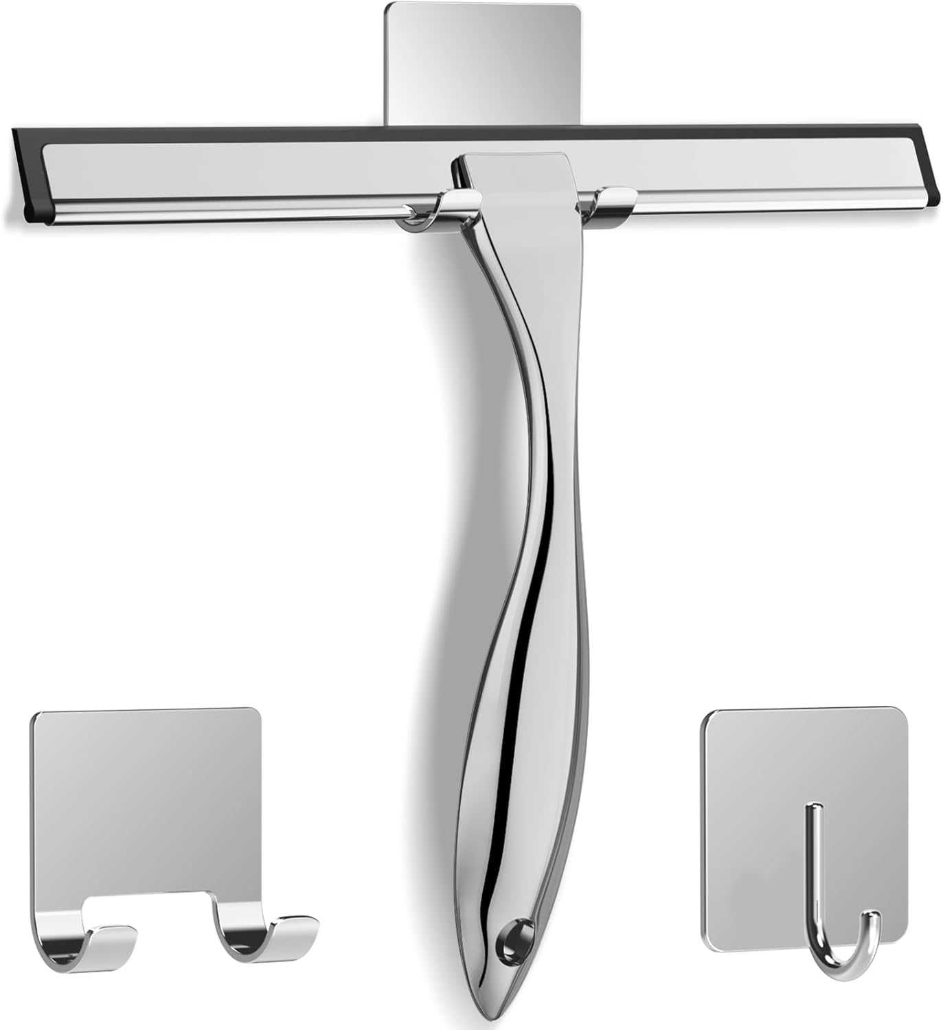 All-Purpose Stainless Steel Shower Squeegee for Shower Glass Door with 2 Adhesiv...