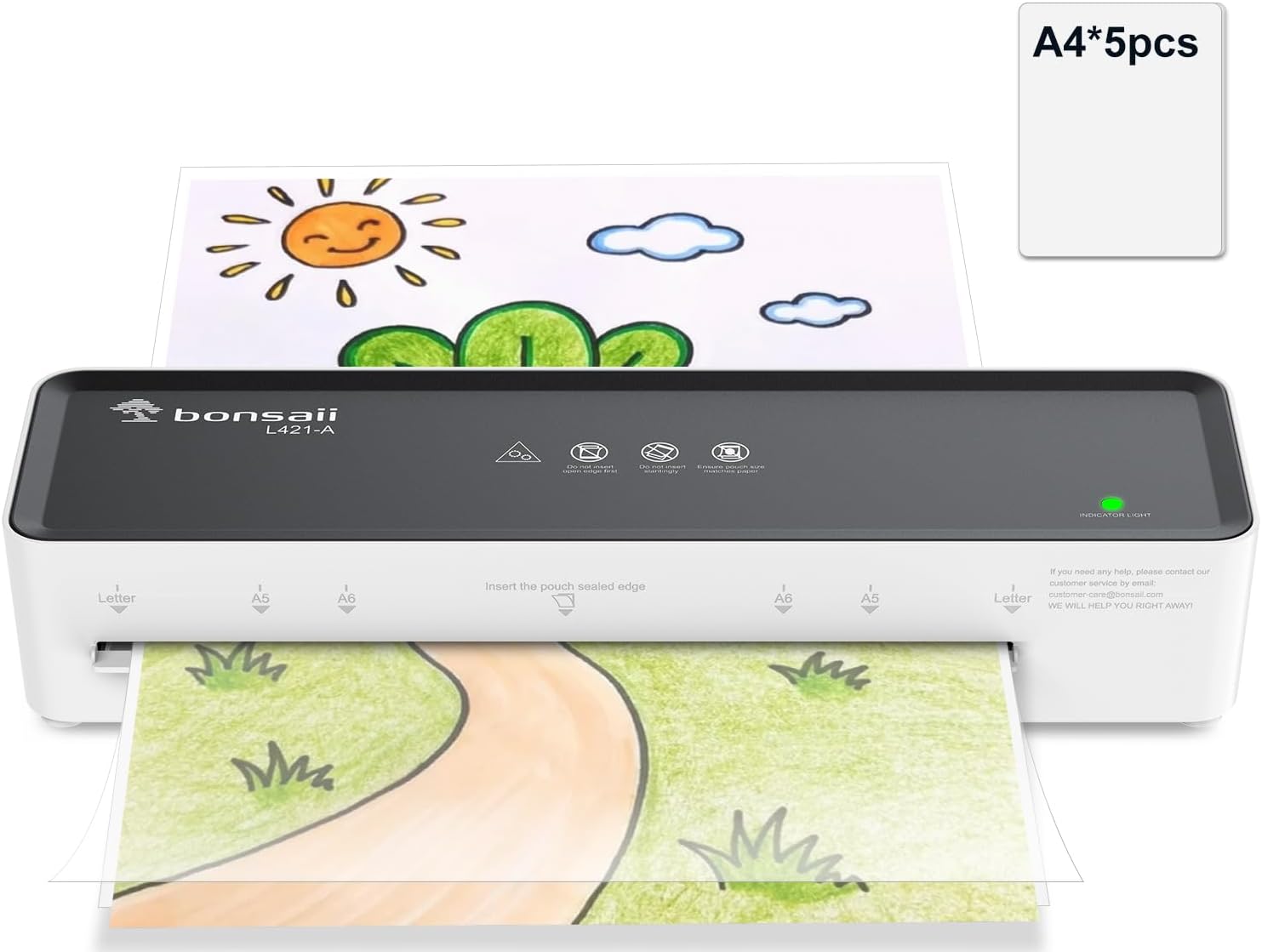 Bonsaii A4 Laminator Machine with 5 Laminating Sheets – 80-100mic Compatible, Co...
