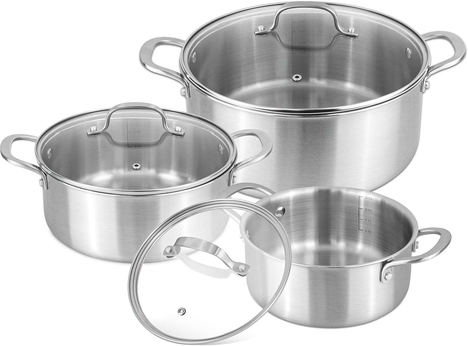 Stainless Steel Casserole Dish with Lid – Induction Hob Cooking Pots Set – Non S...