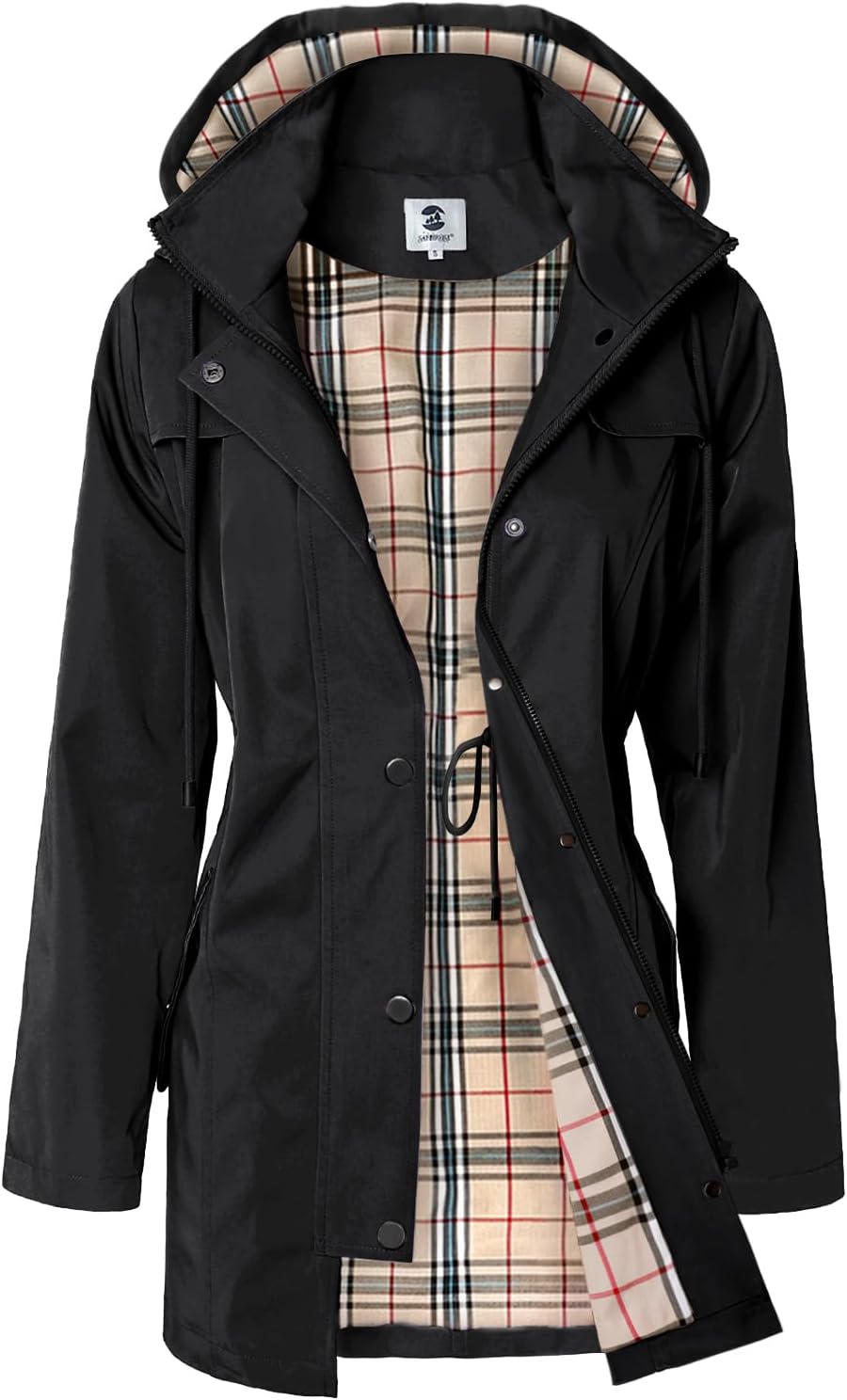 SaphiRose Women's Long Hooded Rain Jacket Outdoor Raincoat Windbreaker Medium Bl...