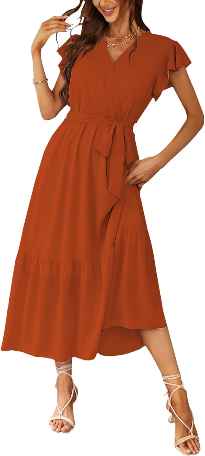 PRETTYGARDEN Women's Summer Dress, Unique Floral Boho Maxi Dress with Wrap Short...