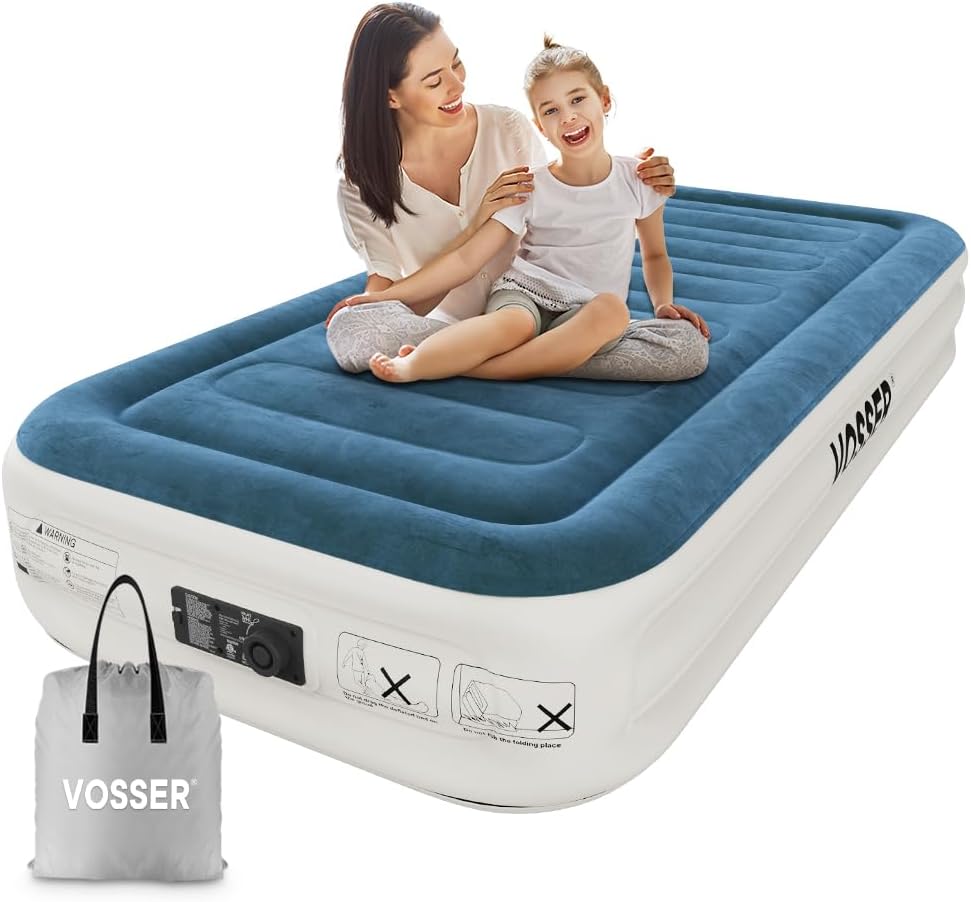 Twin Air Mattress with Built-in Pump,Fast & Easy Inflation/Deflation Inflatable...