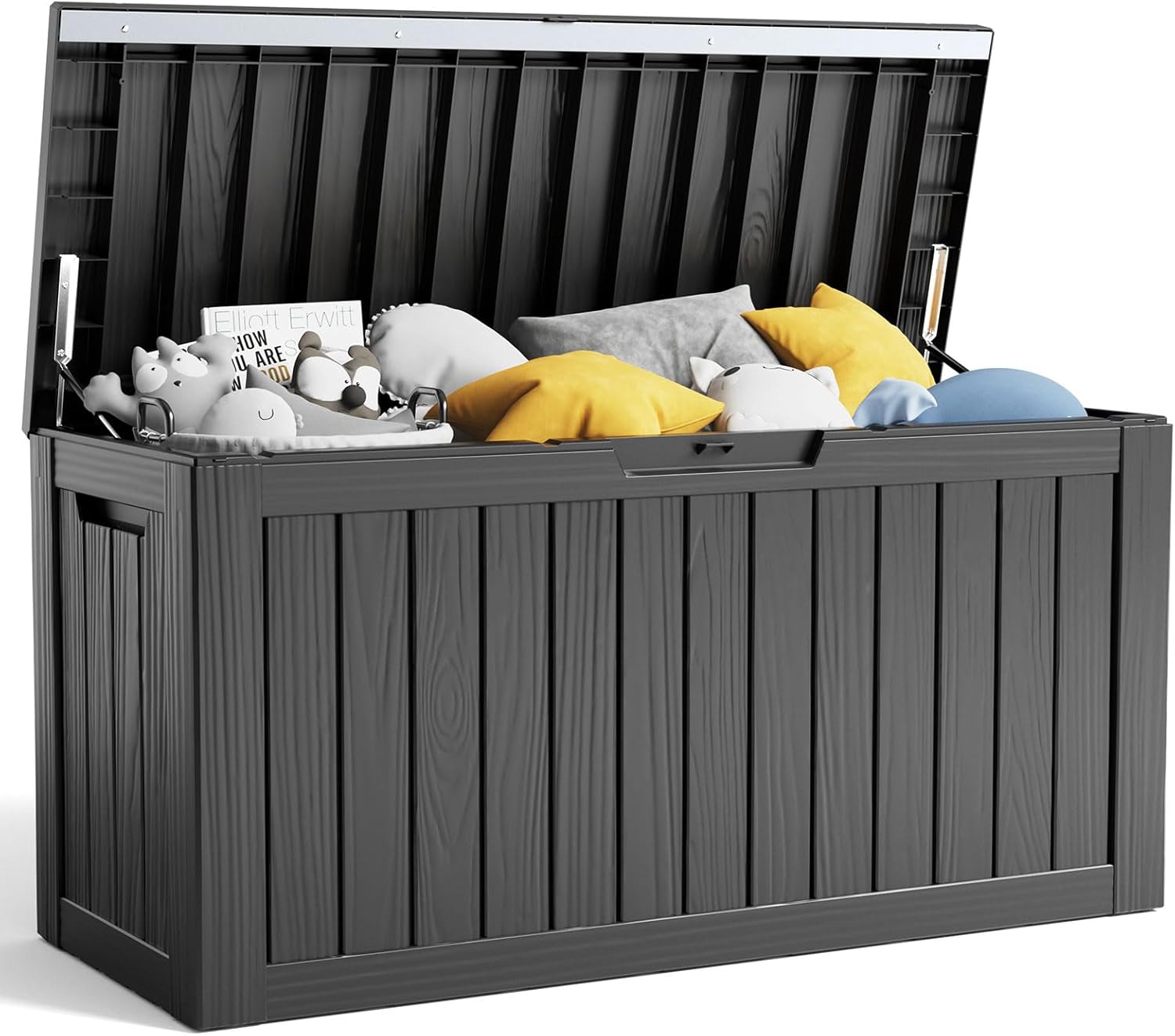 Durable 80 Gallon Resin Deck Box, Versatile Lockable Outdoor Storage Solution, I...