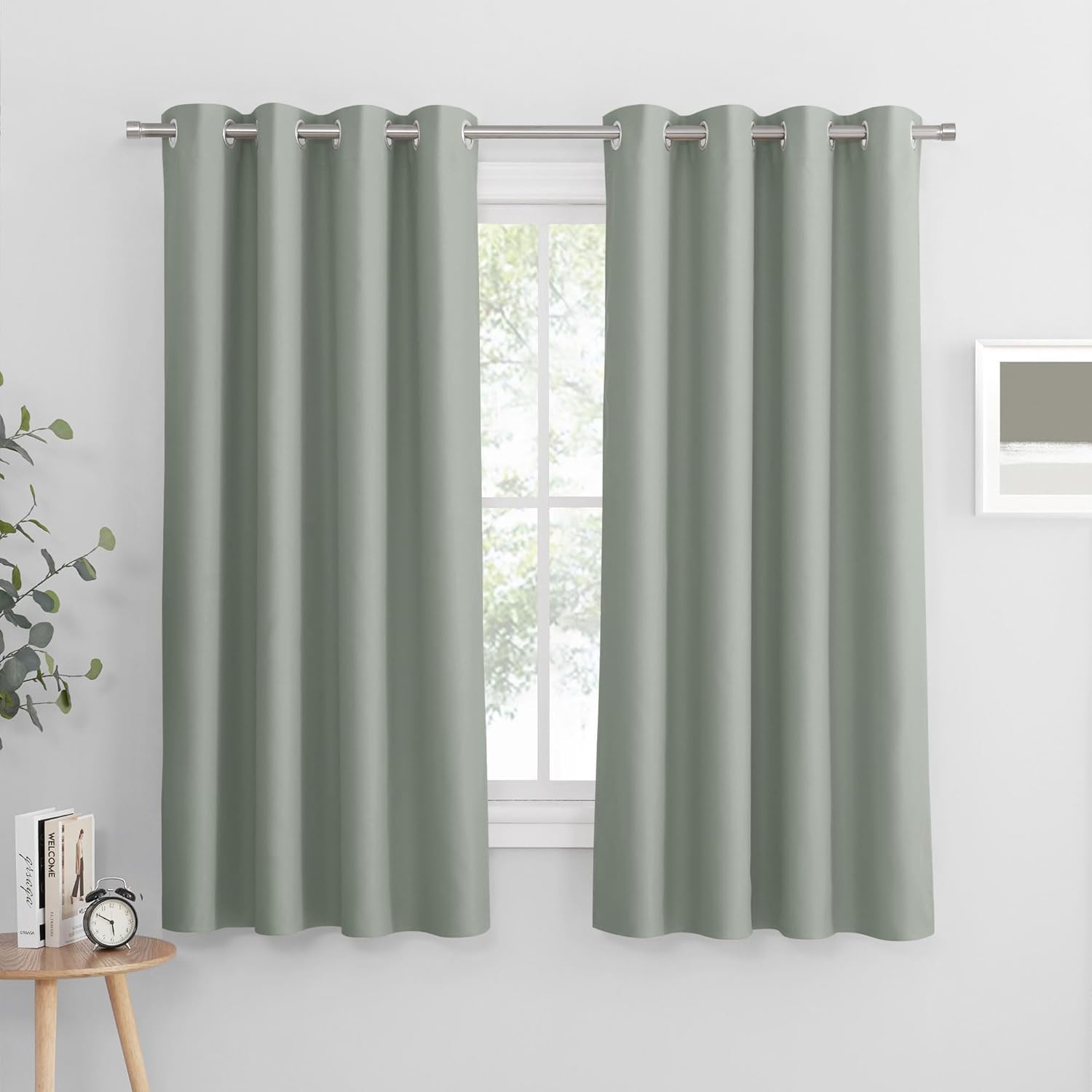 PONY DANCE Sage Green Thermal Curtains, Special Energy Saving Curtains with Eyel...