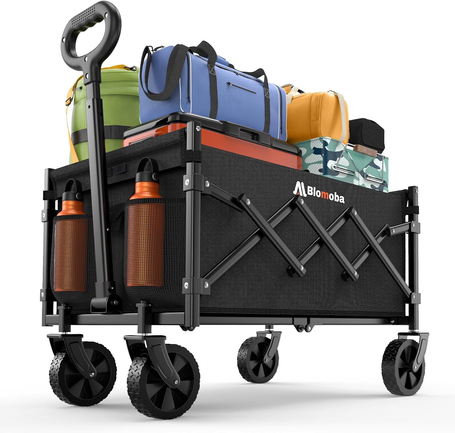 Collapsible Wagon with Wheels, Special Foldable Wagon Cart with Flexible Handle,...