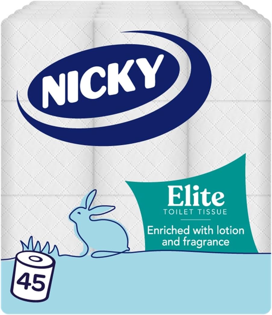 Nicky Elite Scented Toilet Tissue - 45 Rolls of White Toilet Paper, 168 Sheets p...