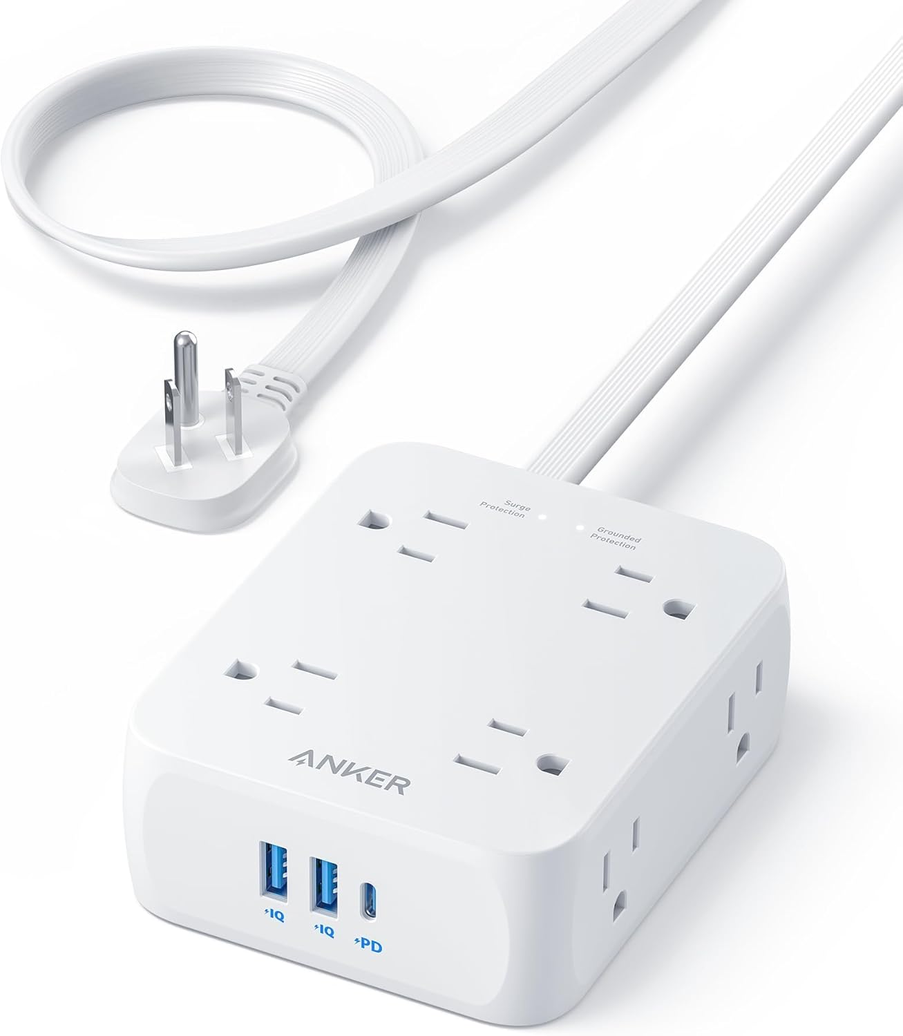 Anker Surge Protector, Special Power Strip Flat Plug with 2000J, Innovative 5ft...